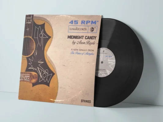 Mockup of Midnight Candy half out of sleeve