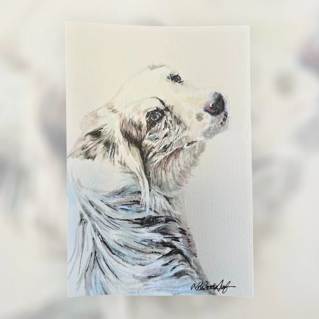 水彩画のゴールデンレトリバーの犬の肖像画