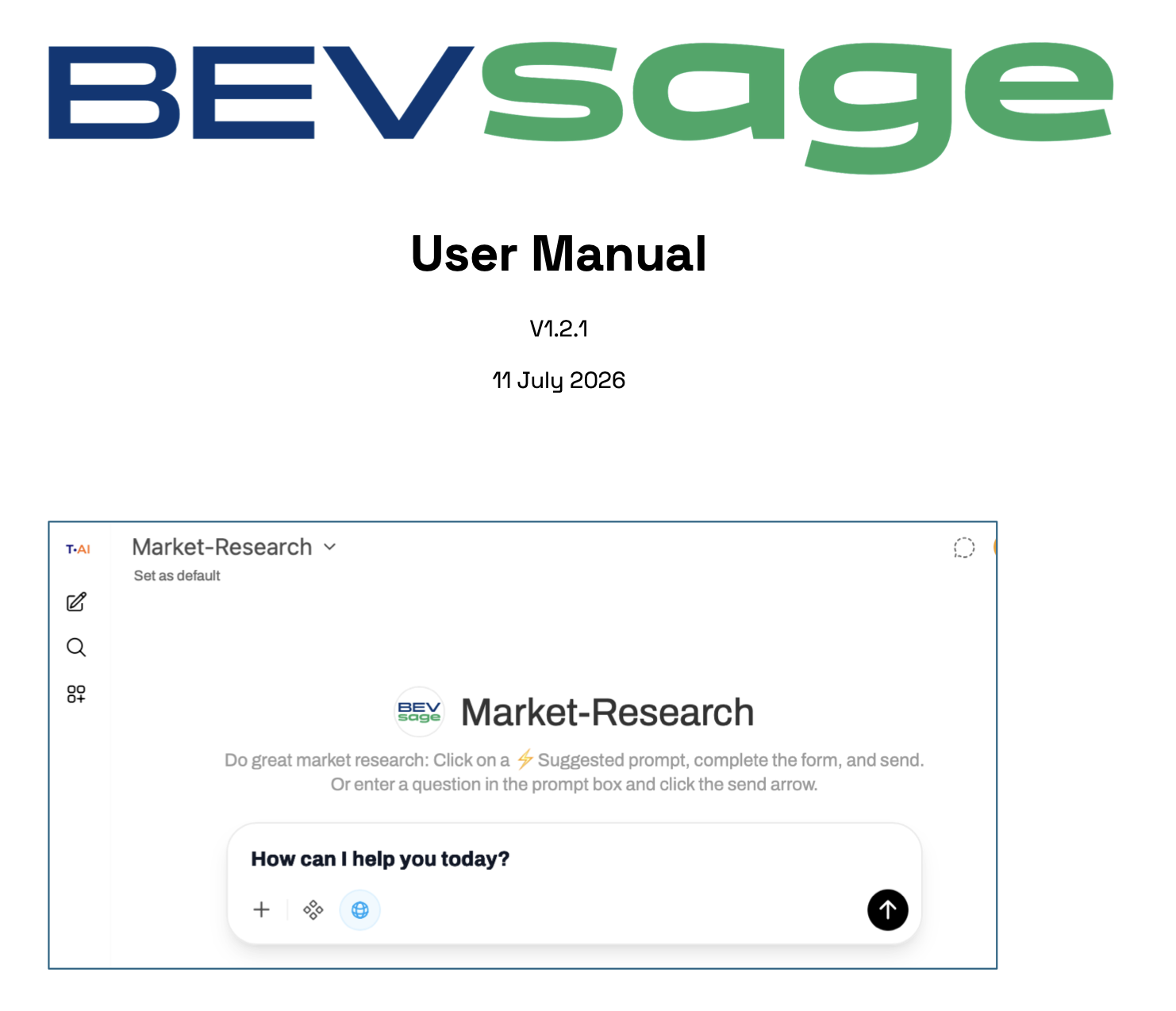 BevSage user manual for market research tools and workflows.