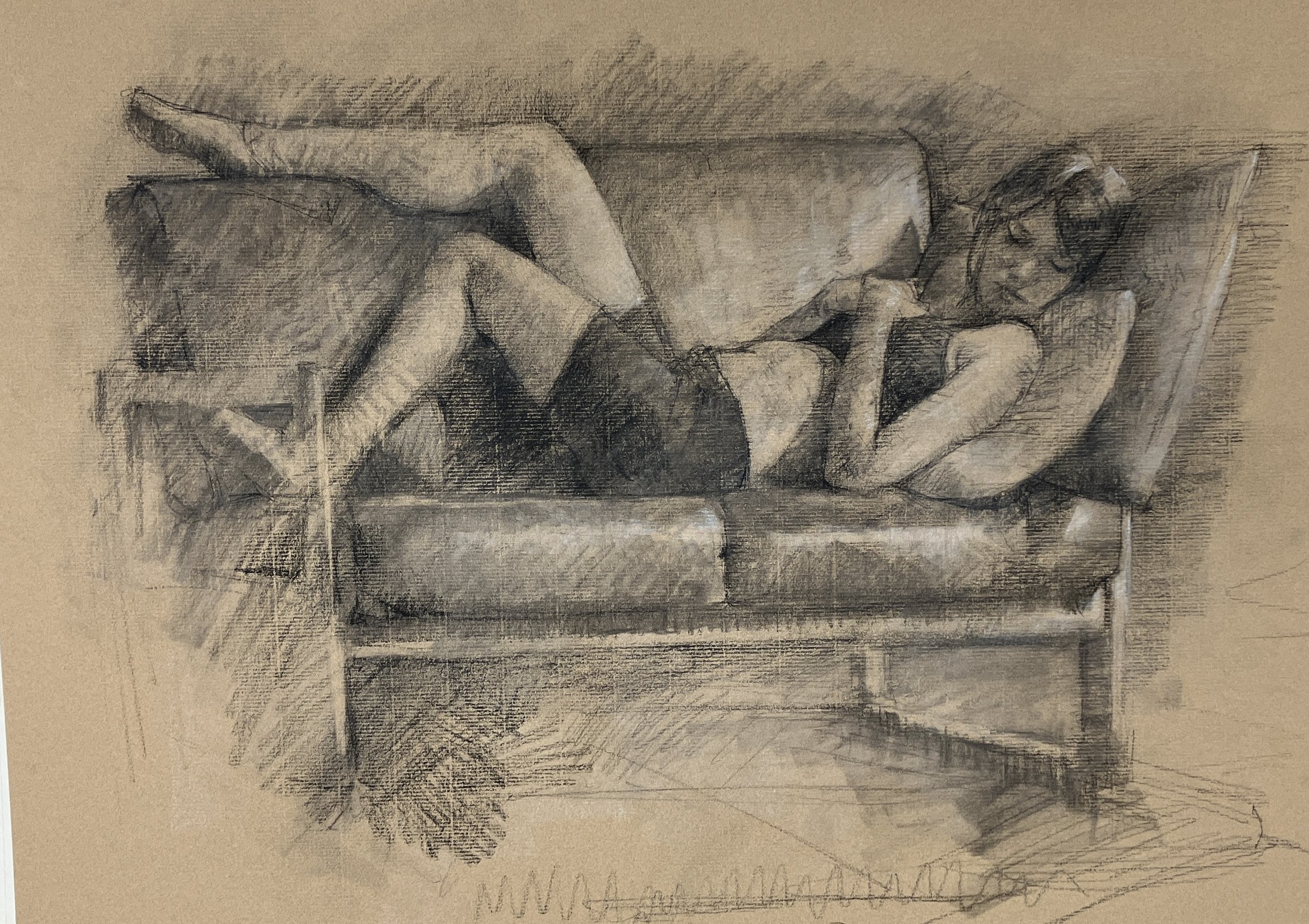 "Full Value Study II", 18"x24", Charcoal and White Chalk on Paper