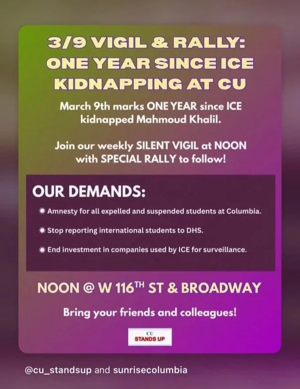 One Year of ICE at Columbia - Resist with Us