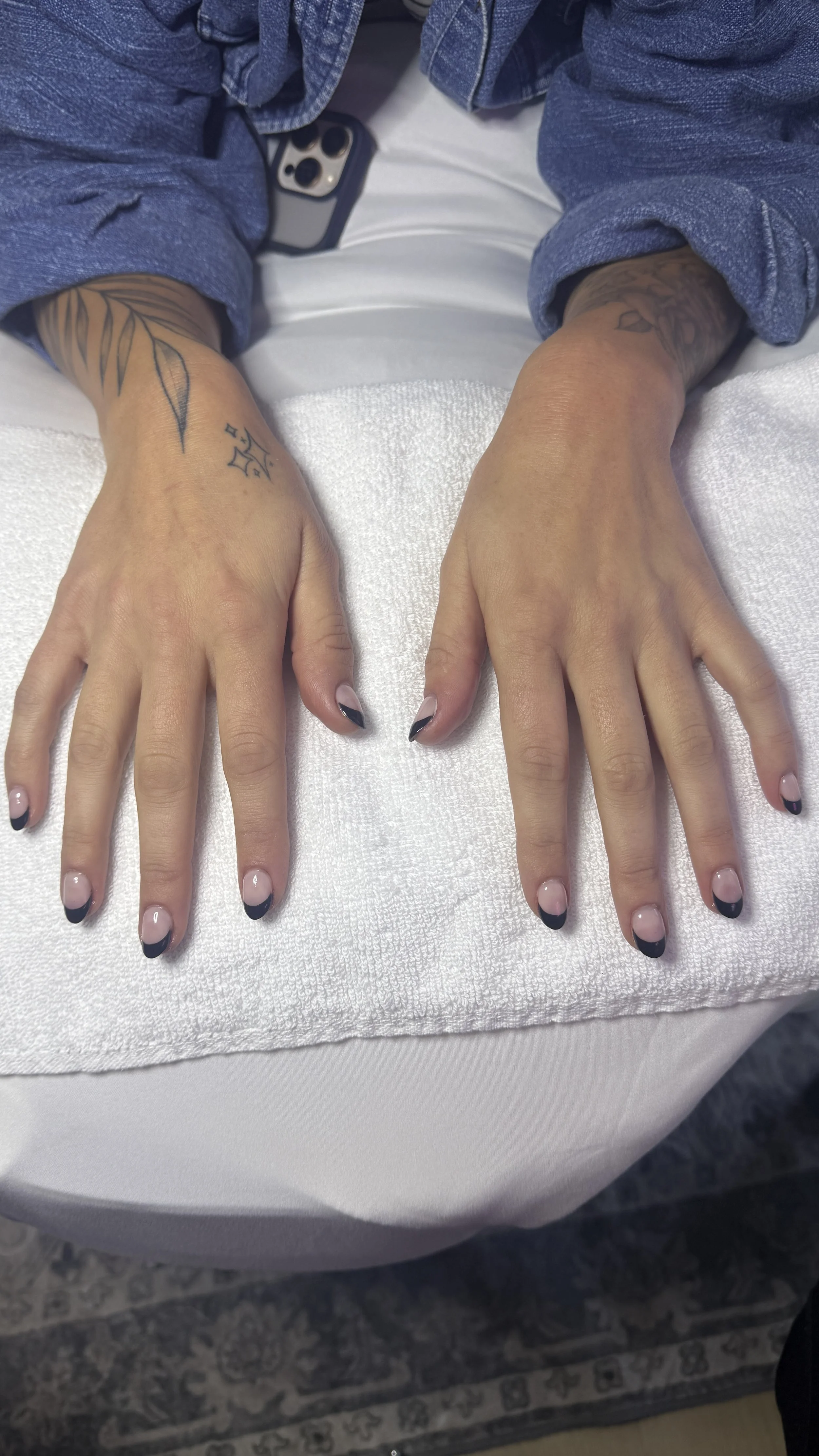 Womans hands after receiving a hydrodiamond treatment on her hands