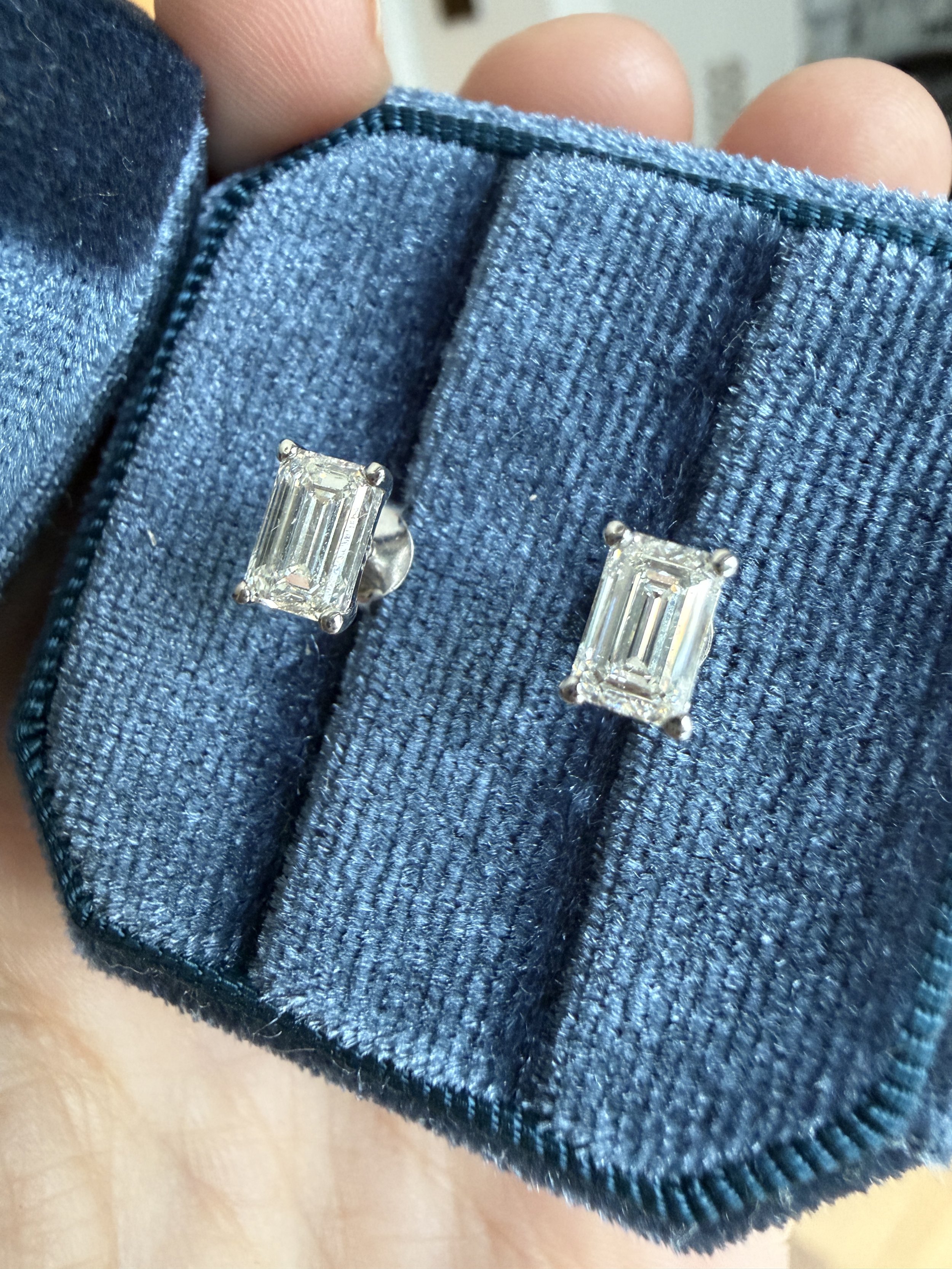 Large Emerald-cut Diamond Studs