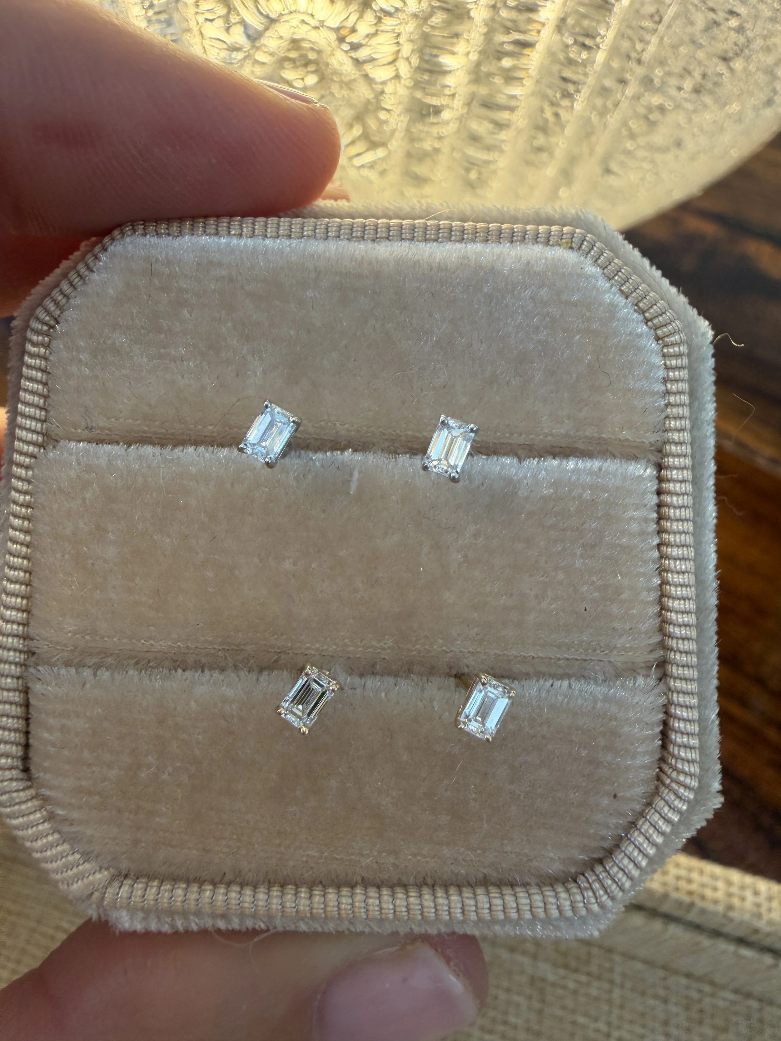 Small Emerald-cut Diamond Stud (individual)