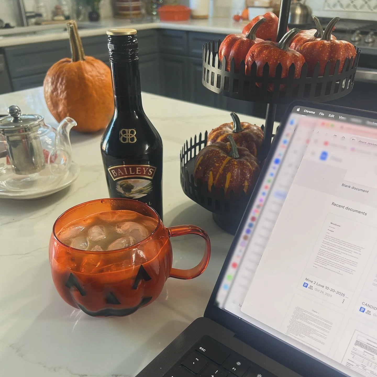 Happy Halloween from my little corner of cozy chaos.

Pumpkin mug, a splash of Baileys, and a laptop full of love stories.

Wishing you a day filled with treats, no tricks, and maybe a few plot twists. 🧡

#HappyHalloween #RomanceAuthor #CozyFallVibe