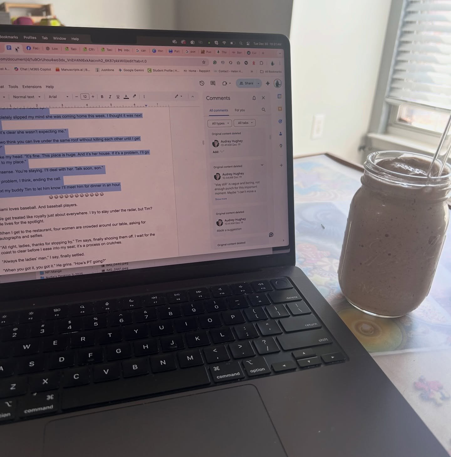 Today&rsquo;s agenda:
✏️ Edit
🥤 Protein shake
💗 Enjoy the little moments
Some days are all about slowing down, refining the words, and enjoying the process of bringing a love story to life. 

#thedayinthelifeofanauthor #editing #curveballtotheheart