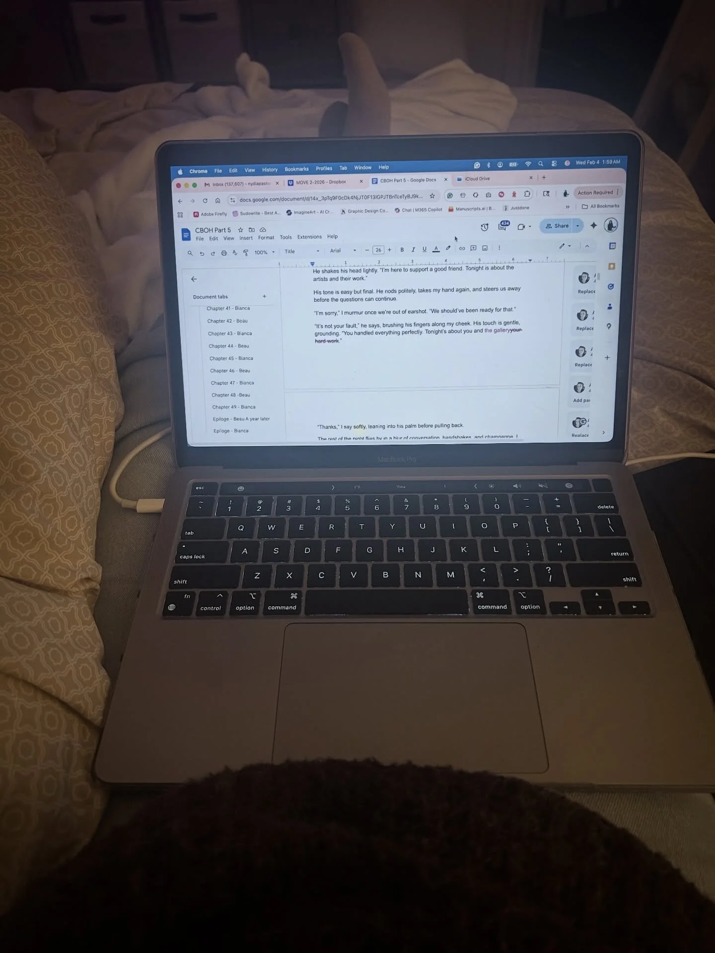 Late night editing and so close I can feel it.

It doesn&rsquo;t always look pretty, but keeping real here. 

Just 10 more chapters to go for round one of Bianca &amp; Beau&rsquo;s love story, and I already can&rsquo;t wait to share them with you. 💙