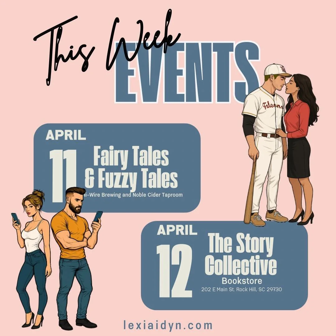 I&rsquo;m stepping out from behind the pages and meeting readers.

✨ April 11 Fairy Tales &amp; Fuzzy Tales at Hi-Wire Brewing and Noble Cider Taproom
✨ April 12 &ndash; The Story Collective, Rock Hill

If you&rsquo;ve been looking for your next favo