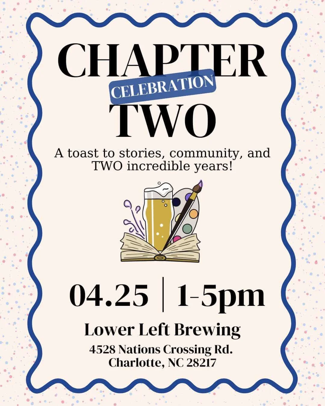 Charlotte, come find me next Saturday! 🍺📚

I&rsquo;ll be at Ales &amp; Tales: Chapter Two Celebration at Lower Left Brewing, April 25, 1&ndash;5pm, with signed books, bookish goodies, and good vibes.

Come say hi, grab a specialty drink, and suppor