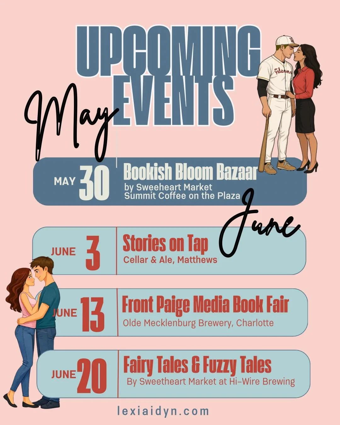 Your girl has places to be and books to sign! Here&rsquo;s where you can find me this summer:
📍 Bookish Bloom Bazaar &mdash; May 30 | Sweetheart Market CLT Plaza
📍 Stories on Tap &mdash; June 3 | Cellar &amp; Ale, MatthewSip on Stories Independent 