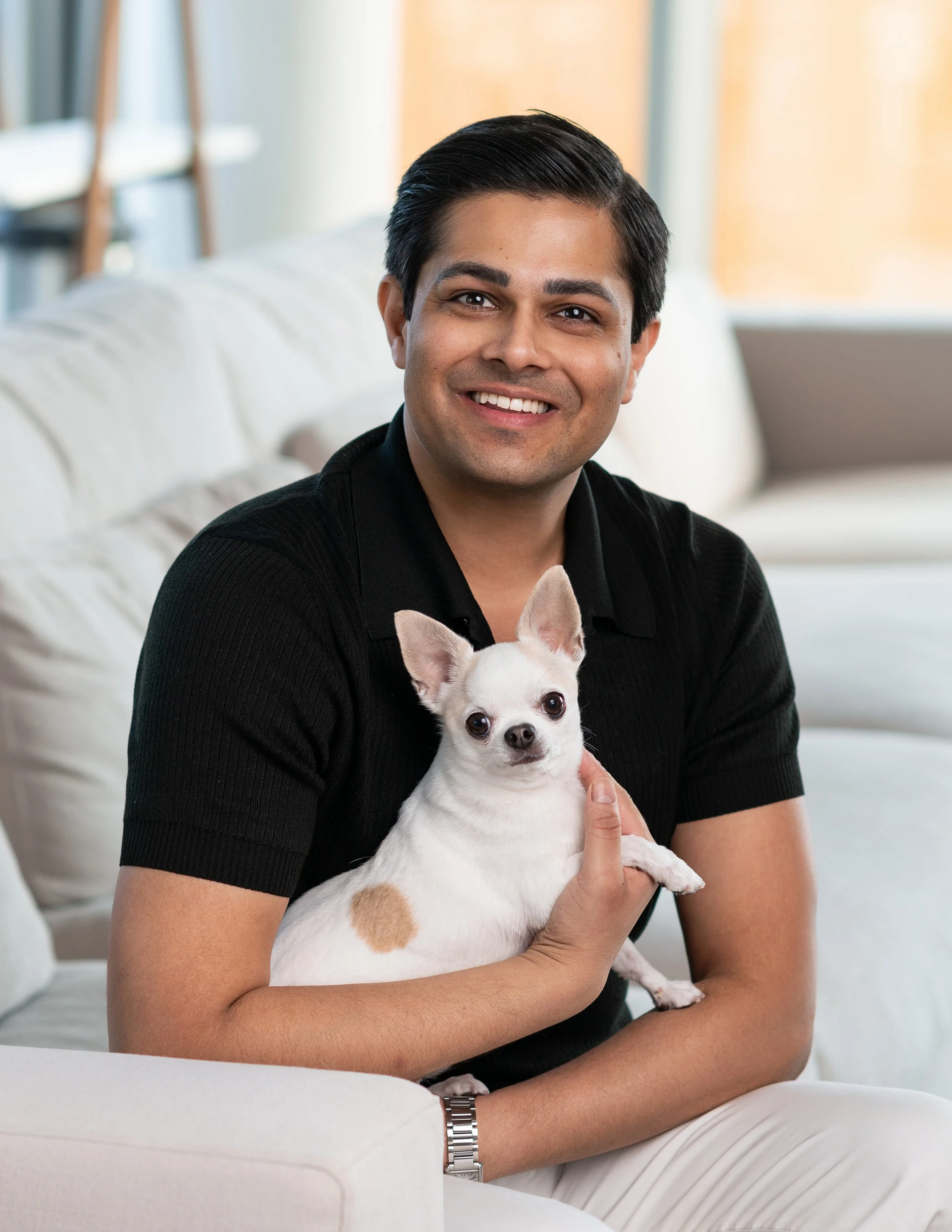 Dr. Saumya Vinod Joshi, pediatric rheumatologist in Las Vegas, Nevada with his dog Burfi!