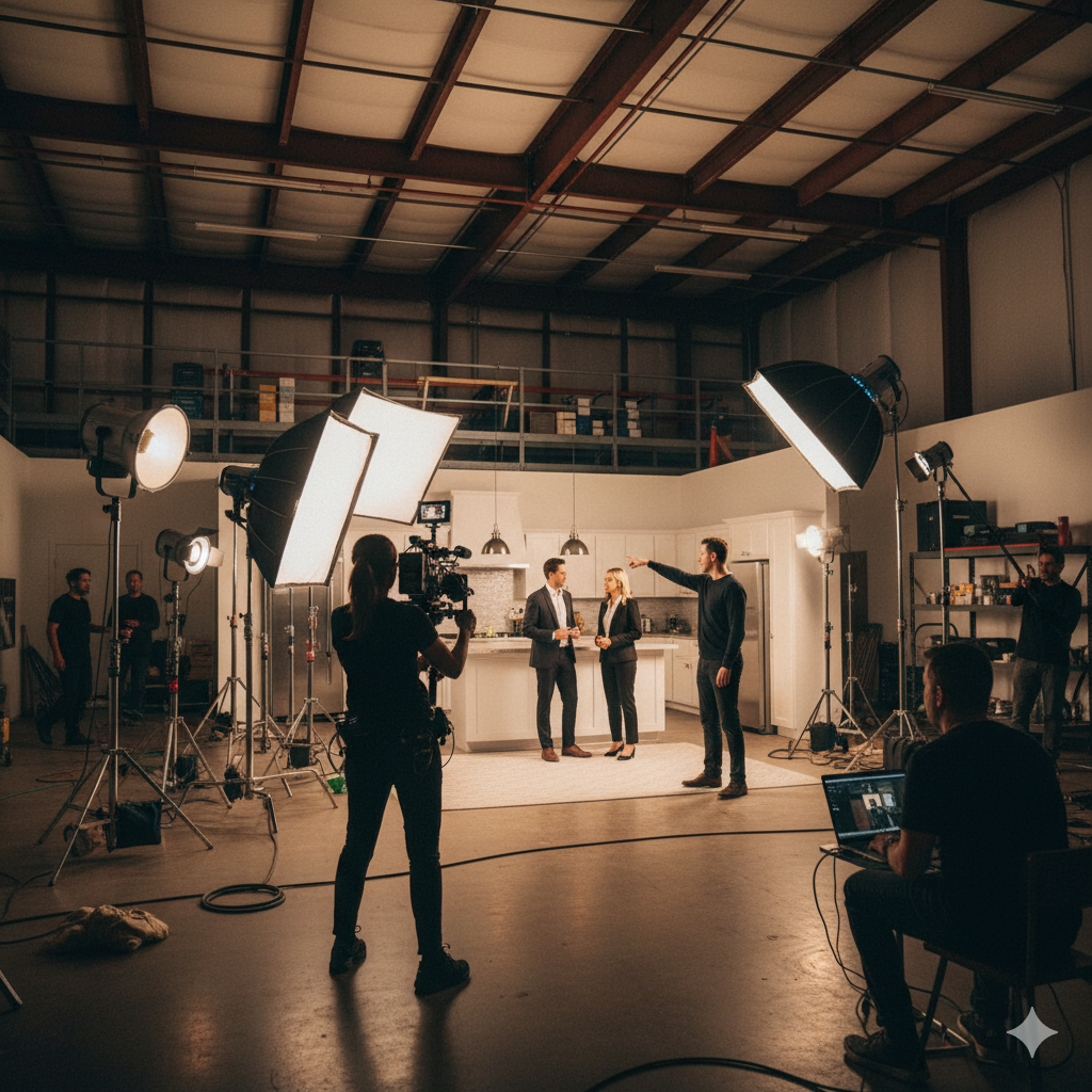 AI generated image of a video production studio during filming