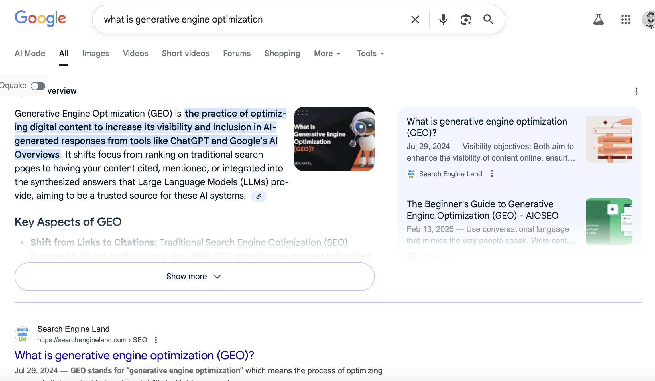 Screenshot of a Google search results page