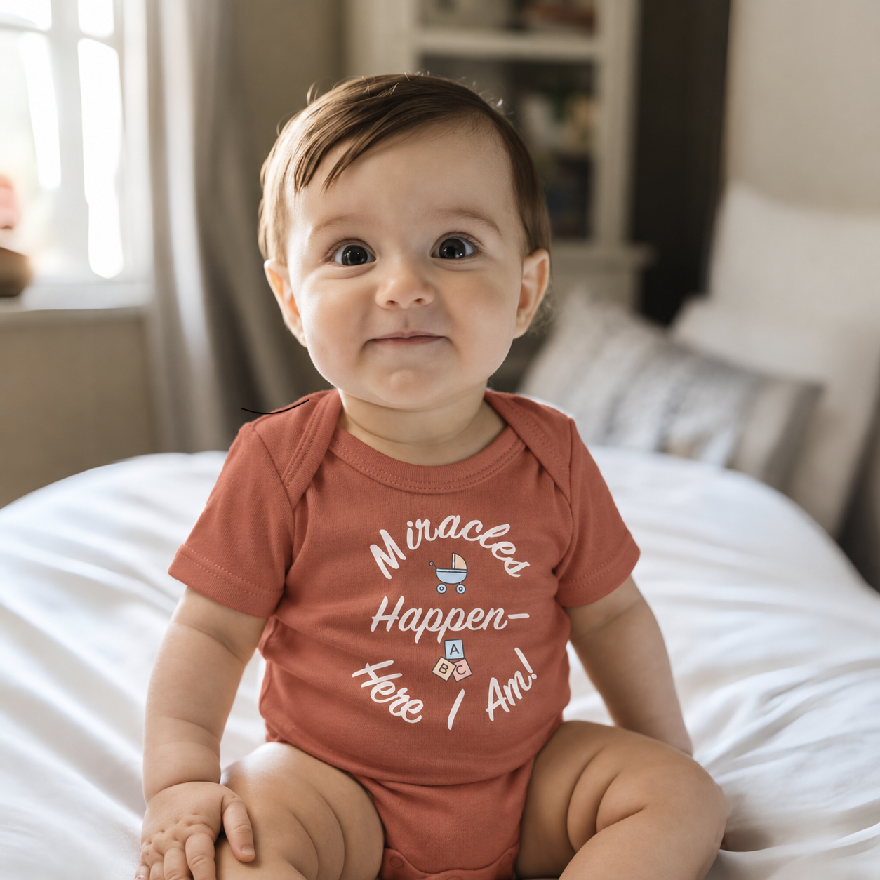 Onesie - Miracles Happen Here I Am! - B&W Design v3.png