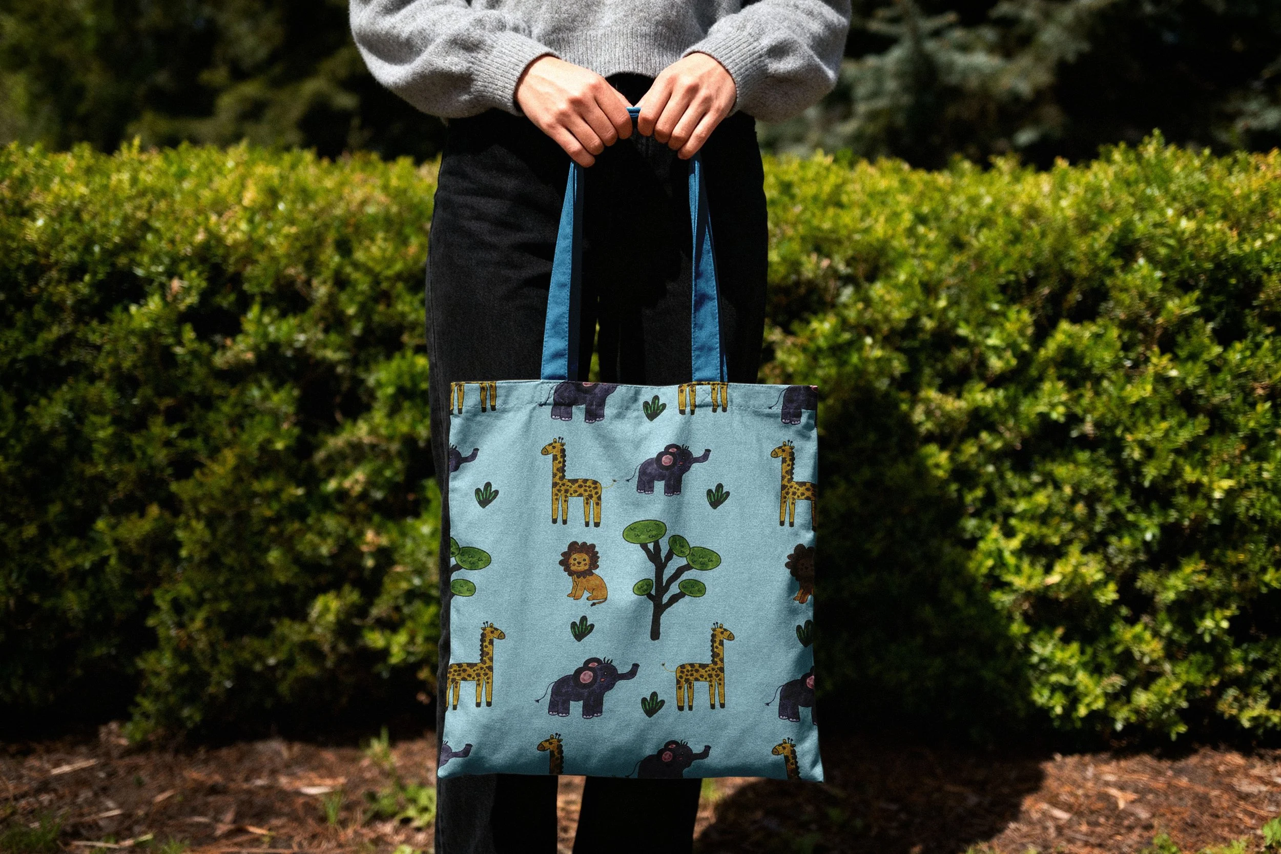 zoo animals pattern mockup