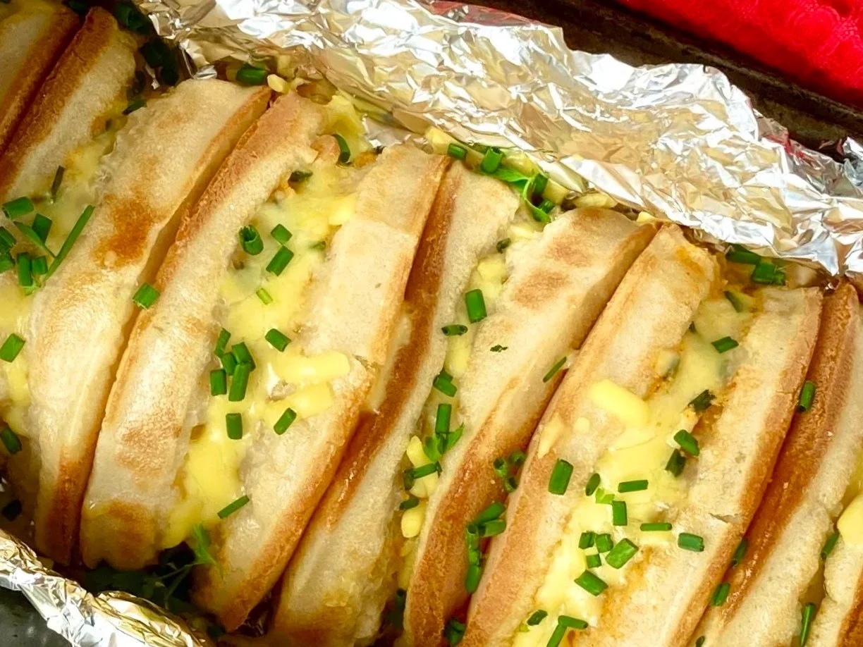 Cheesy Garlic Crumpets