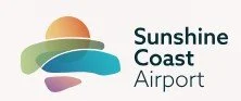 Sunshine Coast Airport logo with colorful abstract waves and sun