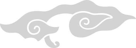 A stylized black and white abstract cloud or smoke design with swirling patterns.