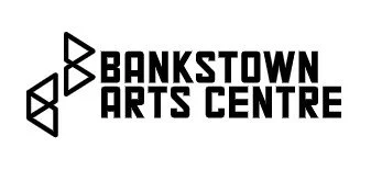 Logo for Bankstown Arts Centre with stylized geometric shapes and text.