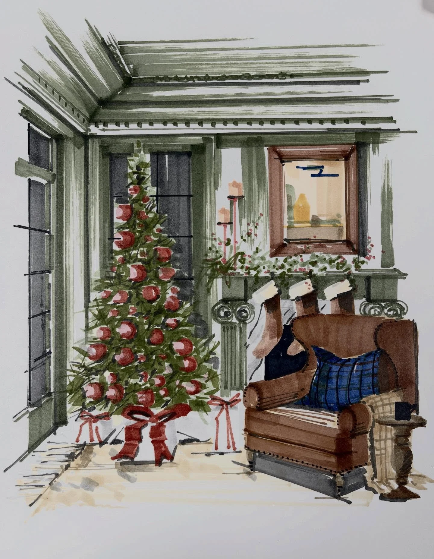 Happy holidays to you! 

#interiordesign #handrendering #markerdrawing #interiors #architecturalillustration
