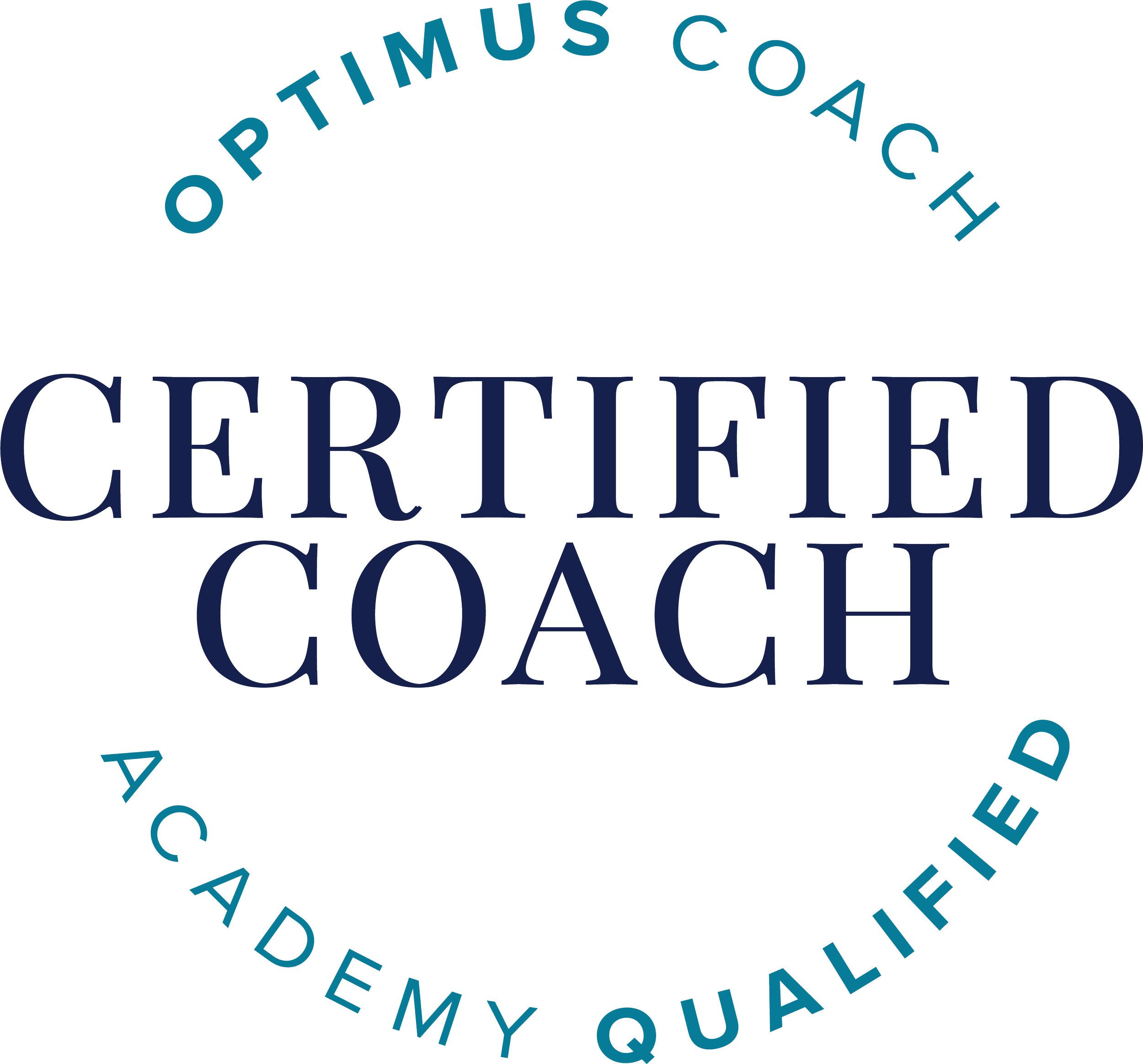 Circular text with the words "OPTIMUS COACH" in the center, surrounded by a ring of more text that reads "READY TO HELP YOU ACHIEVE YOUR GOALS".