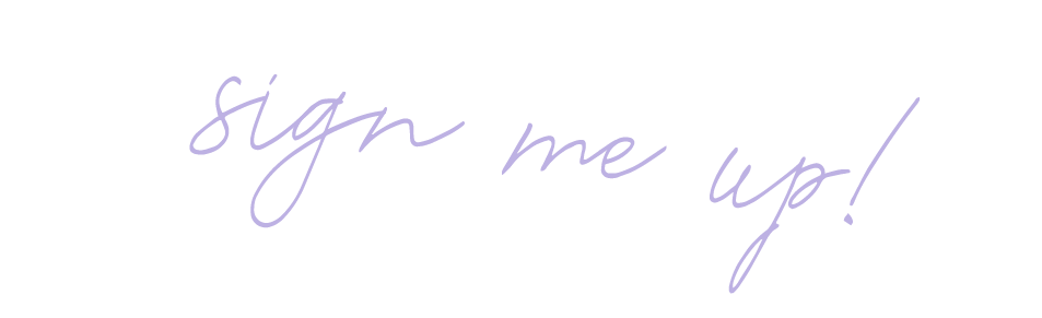 A black background with the phrase 'sign me up!' written in purple, cursive handwriting.