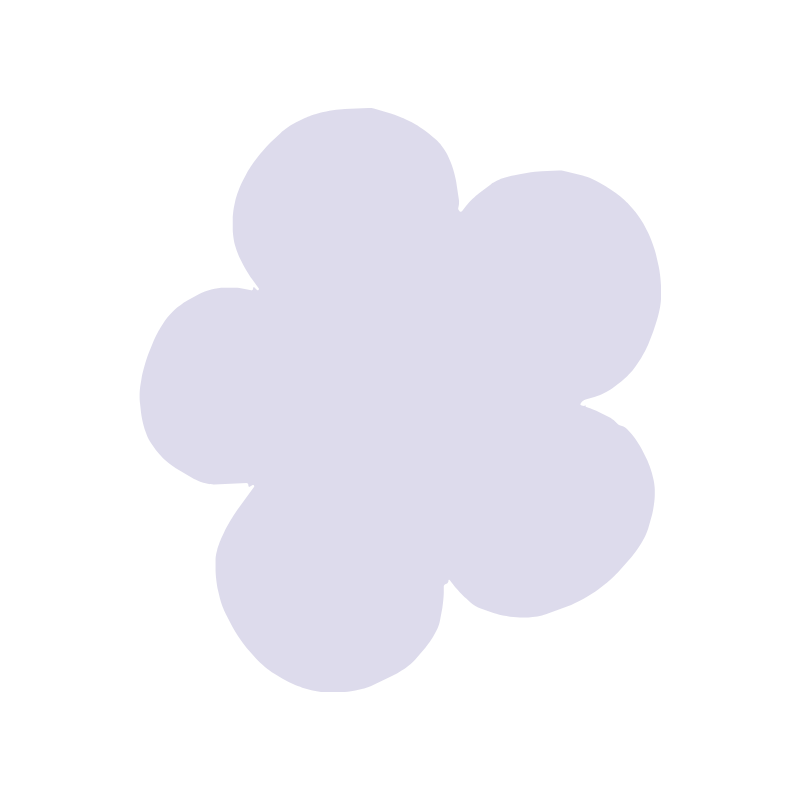 A simple, stylized illustration of a light purple flower with five rounded petals.