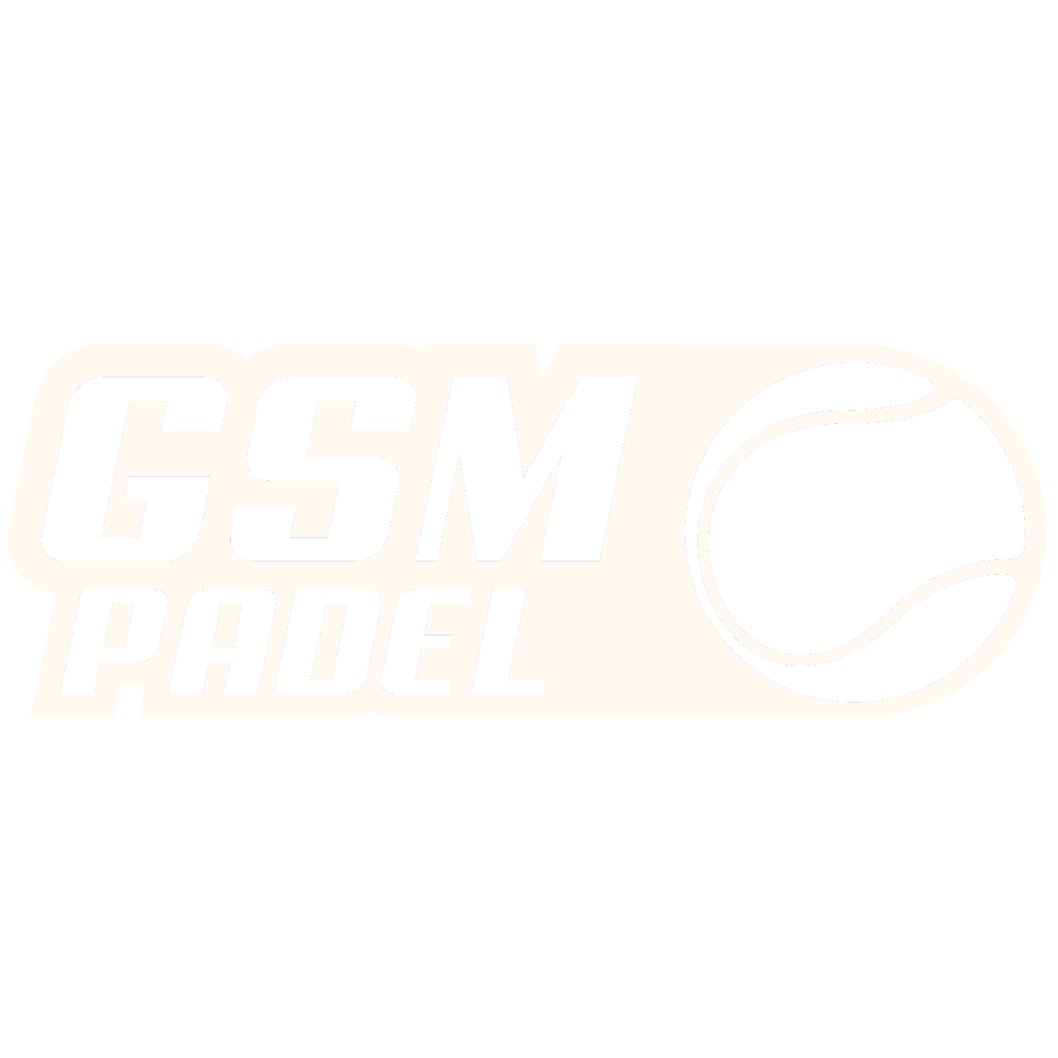 GSM Pallet logo with stylized tennis ball on black background.