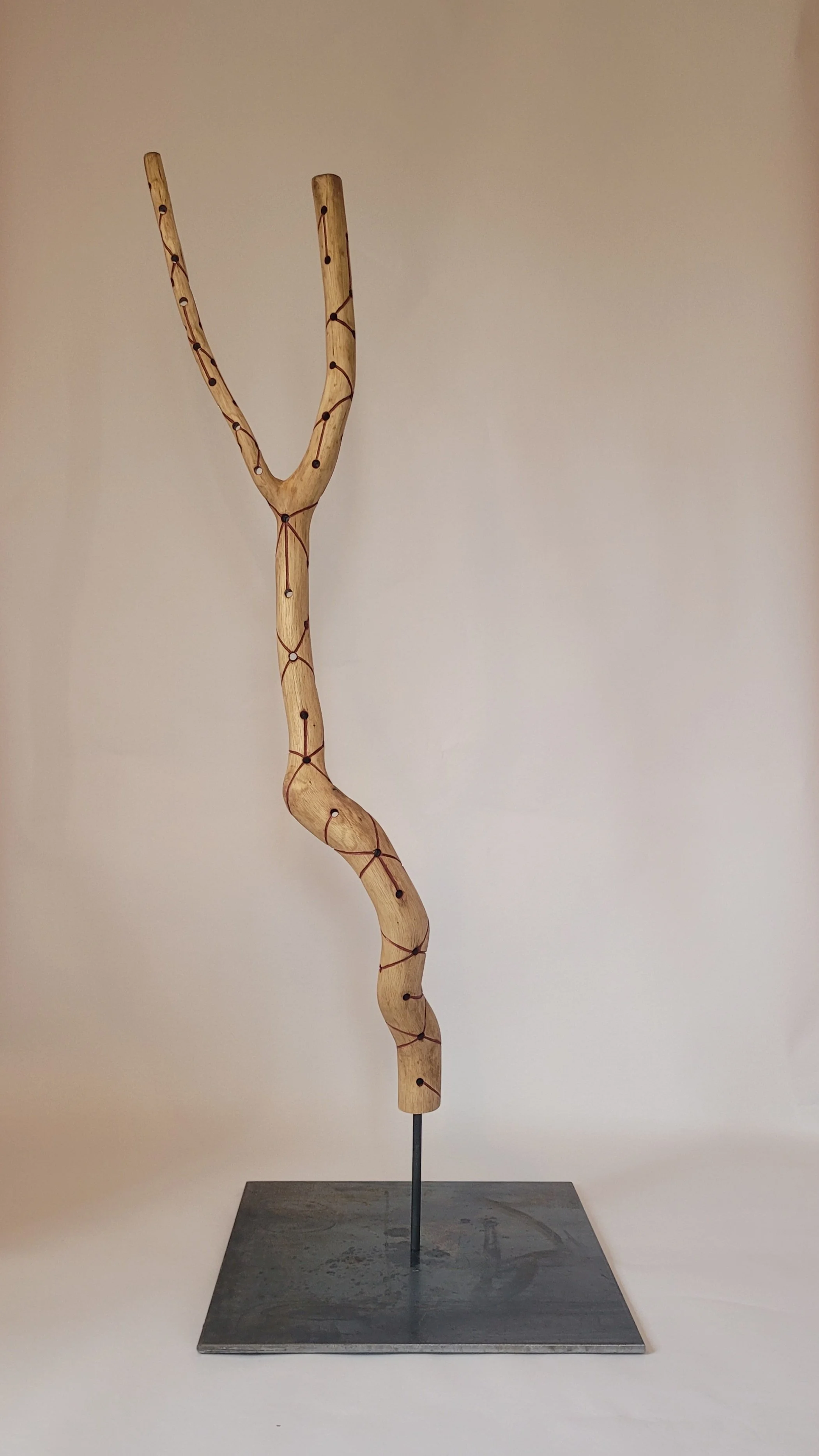 The Somme Oak Branch III - 2026 - oak, steel, paint - 154cm x 26cm x 11cm