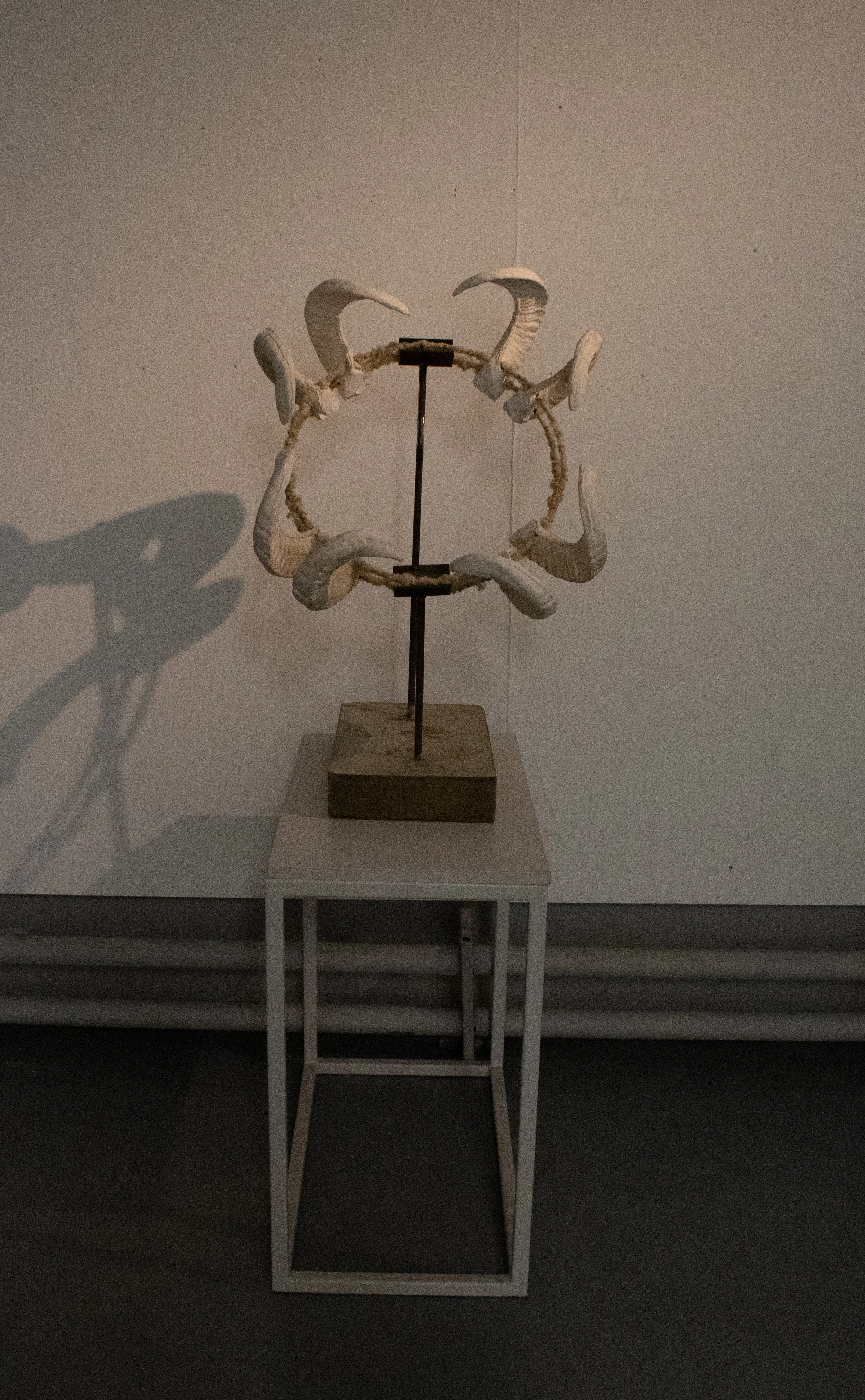 Shepherds Crown - 2023 - Jesmonite, wool, steel, concrete - 100cm x 50cm x 80cm.