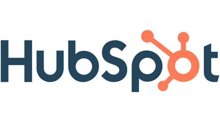 HubSpot logo with company name and an orange connected dot graphic