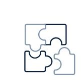 Outline of four interconnected puzzle pieces.