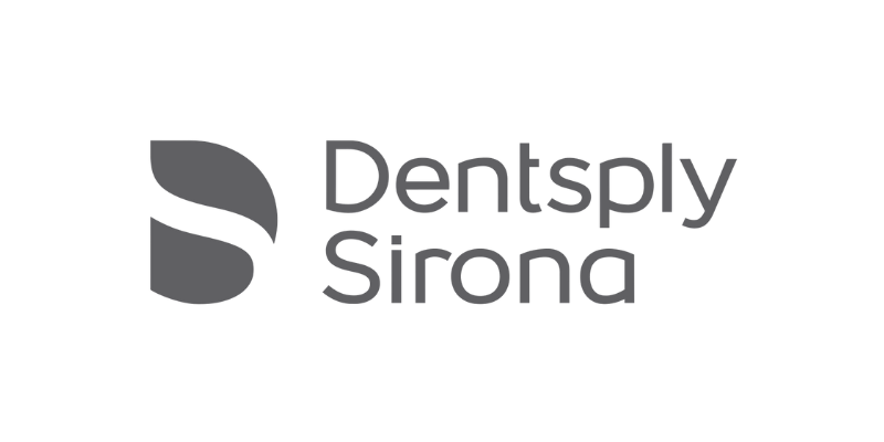 Logo of Dentsply Sirona with a stylized S and the company name in black text.