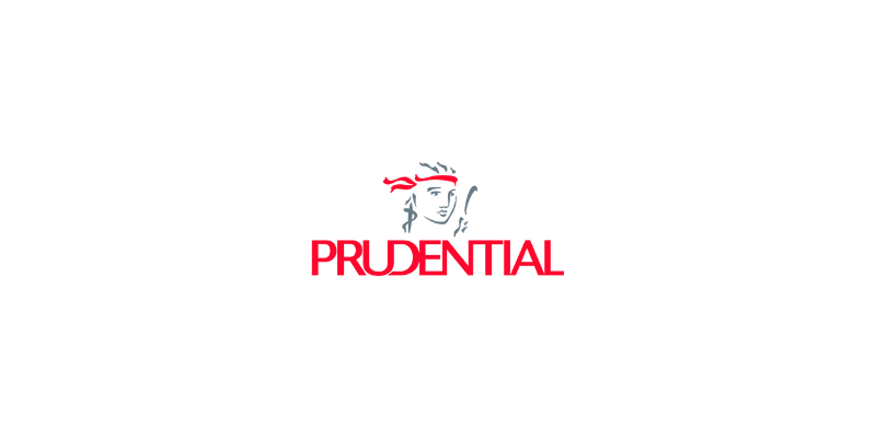 Prudential logo featuring a stylized face with red headband and the word 'PRUDENTIAL' in red below