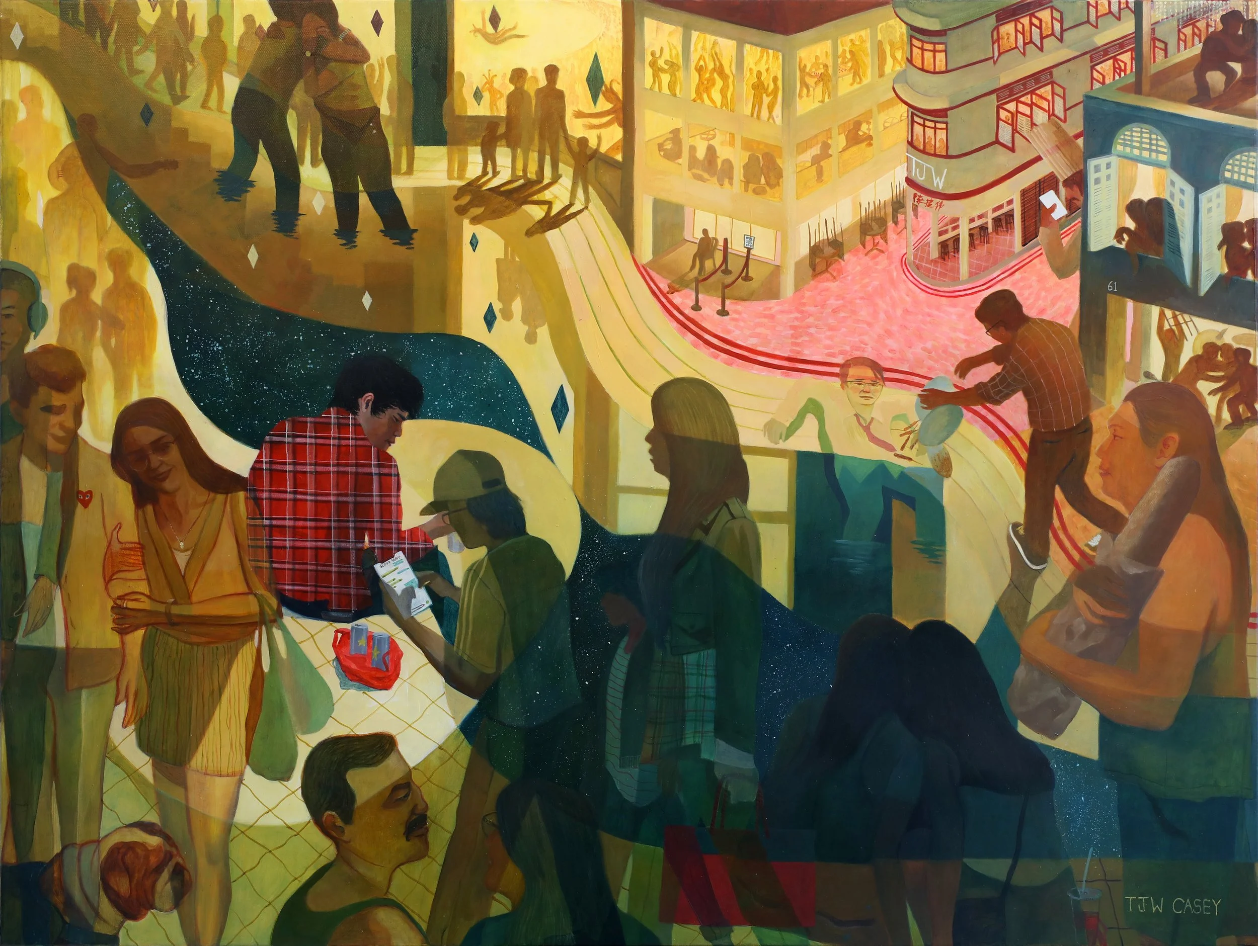 Night At The Southern Bank (2022), 
Acrylic on canvas, 
92 x 122 cm