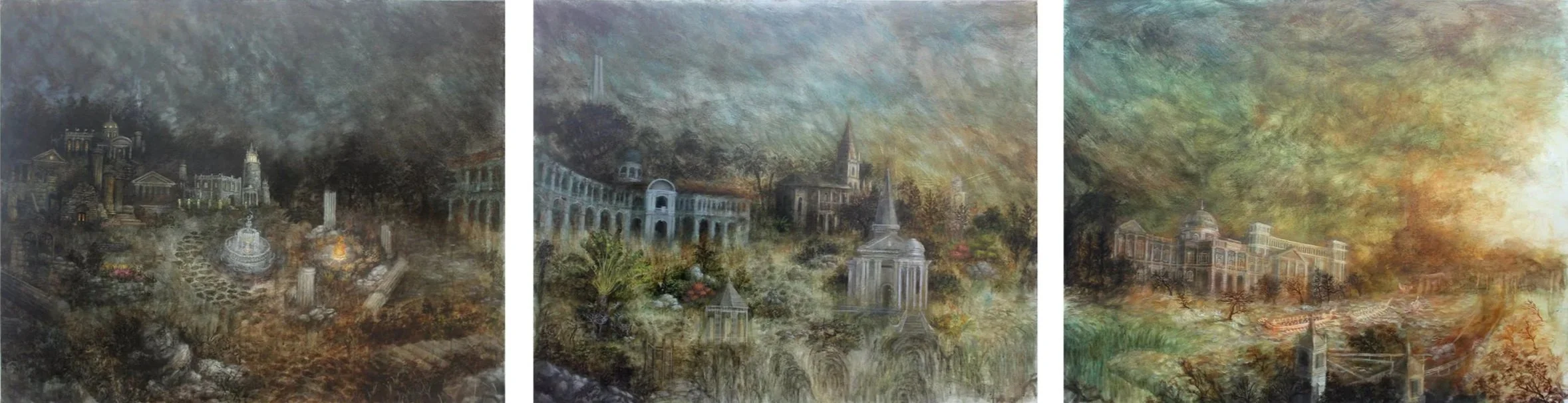 Singapore Scape 1,2,3 triptych (2015), acrylic on canvas, 80 x 100 cm