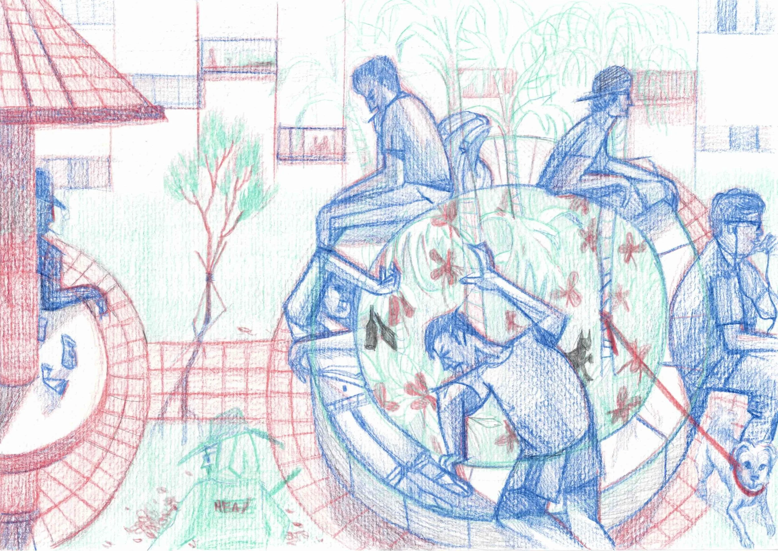 Study of Garden, 
Pencil on watercolour paper, 
21 x 29.5 cm