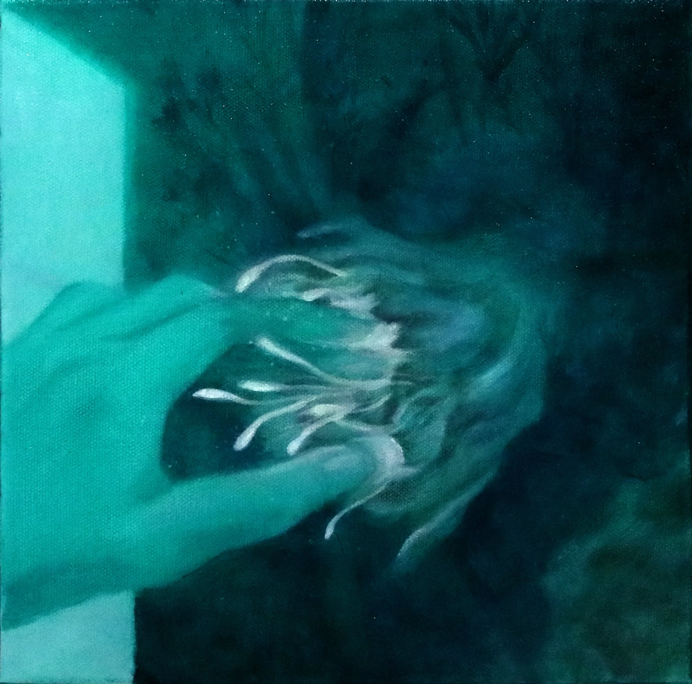  Forgotten Flowers (2024), 
Acrylic on canvas, 
25.5 x 25.5 cm
