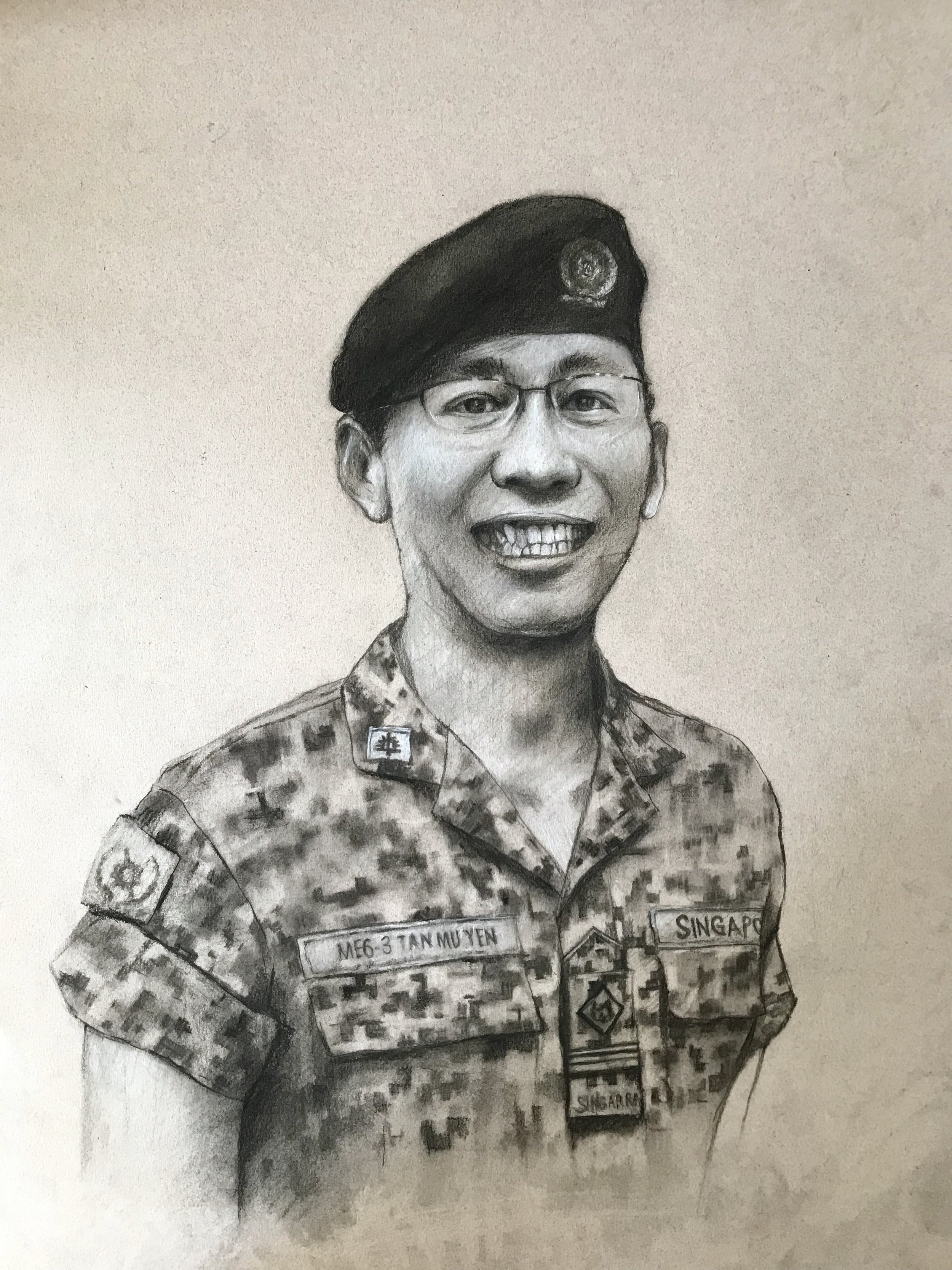 Portraits commissioned by SAF for 3AMB anniversary (2018), graphite, charcoal and pastel on paper