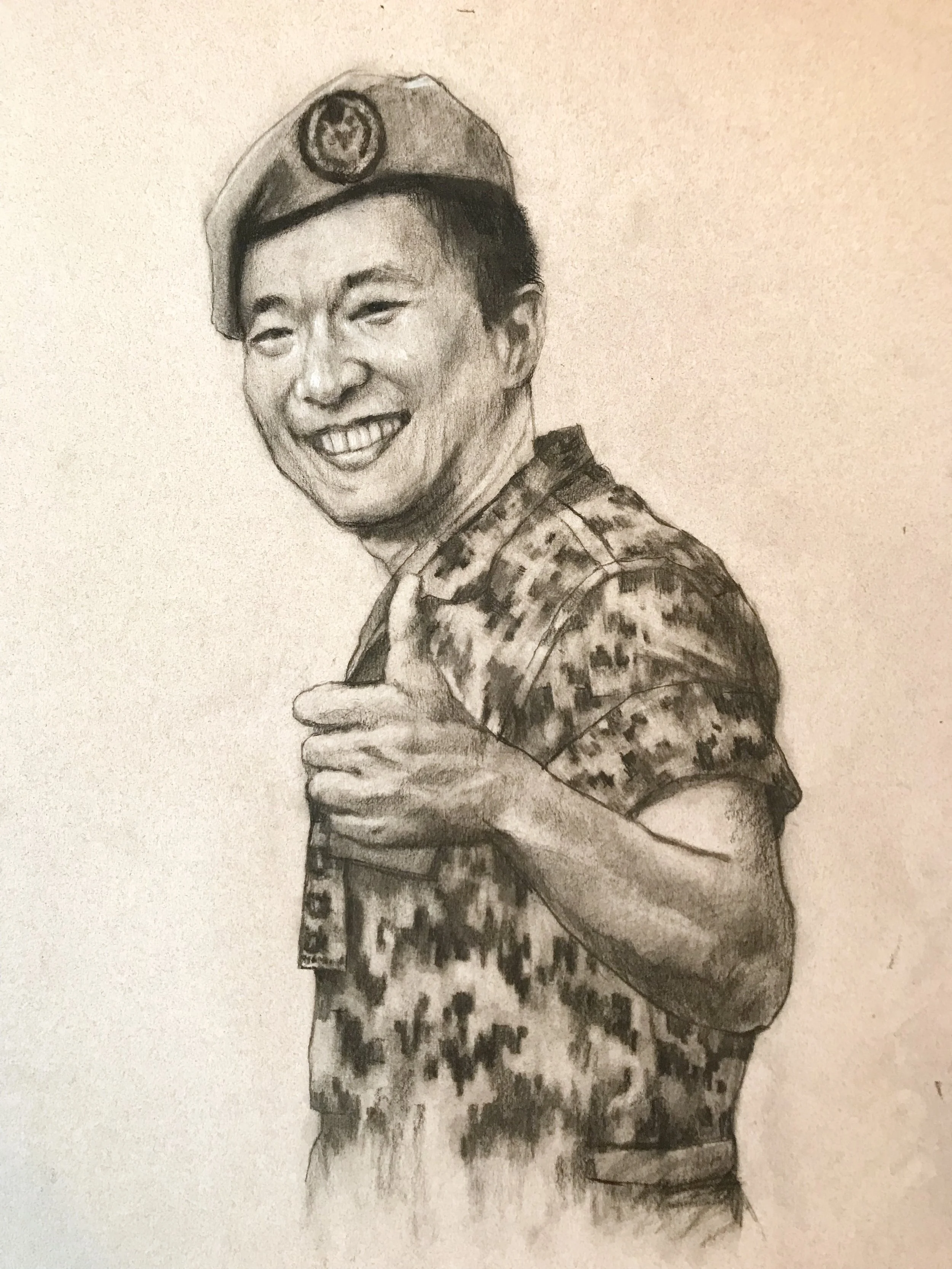 Portraits commissioned by SAF for 3AMB anniversary (2018), graphite, charcoal and pastel on paper