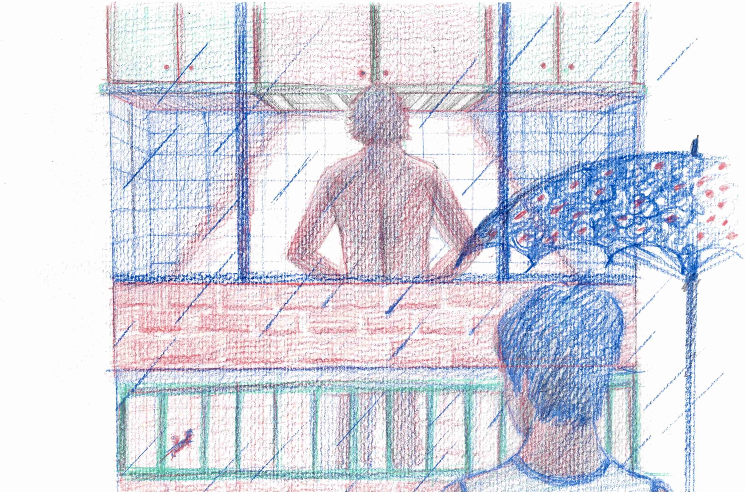 Study of kitchen, 
pencil on watercolour paper, 
21 x 29.5 cm