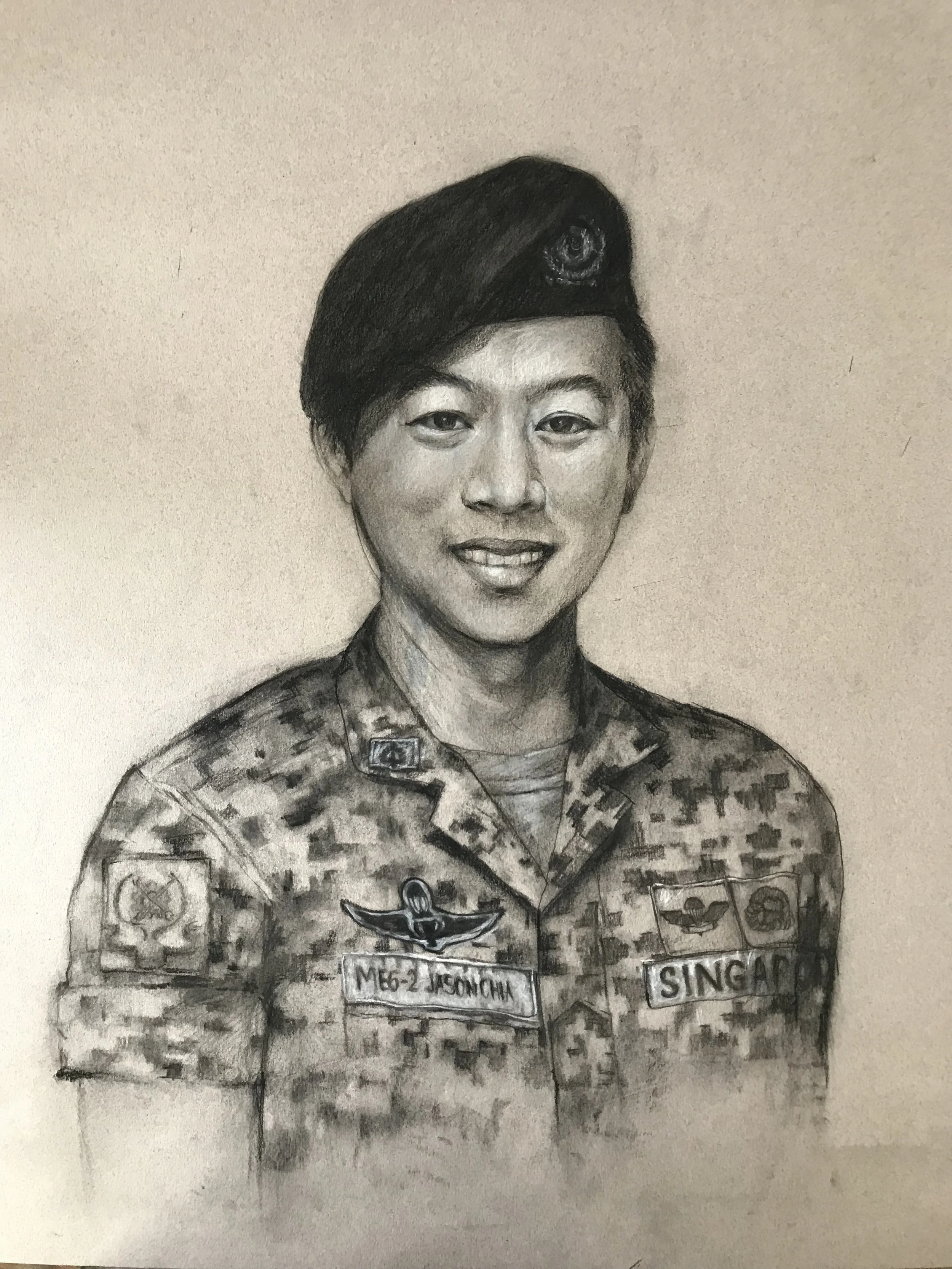 Portraits commissioned by SAF for 3AMB anniversary (2018), graphite, charcoal and pastel on paper
