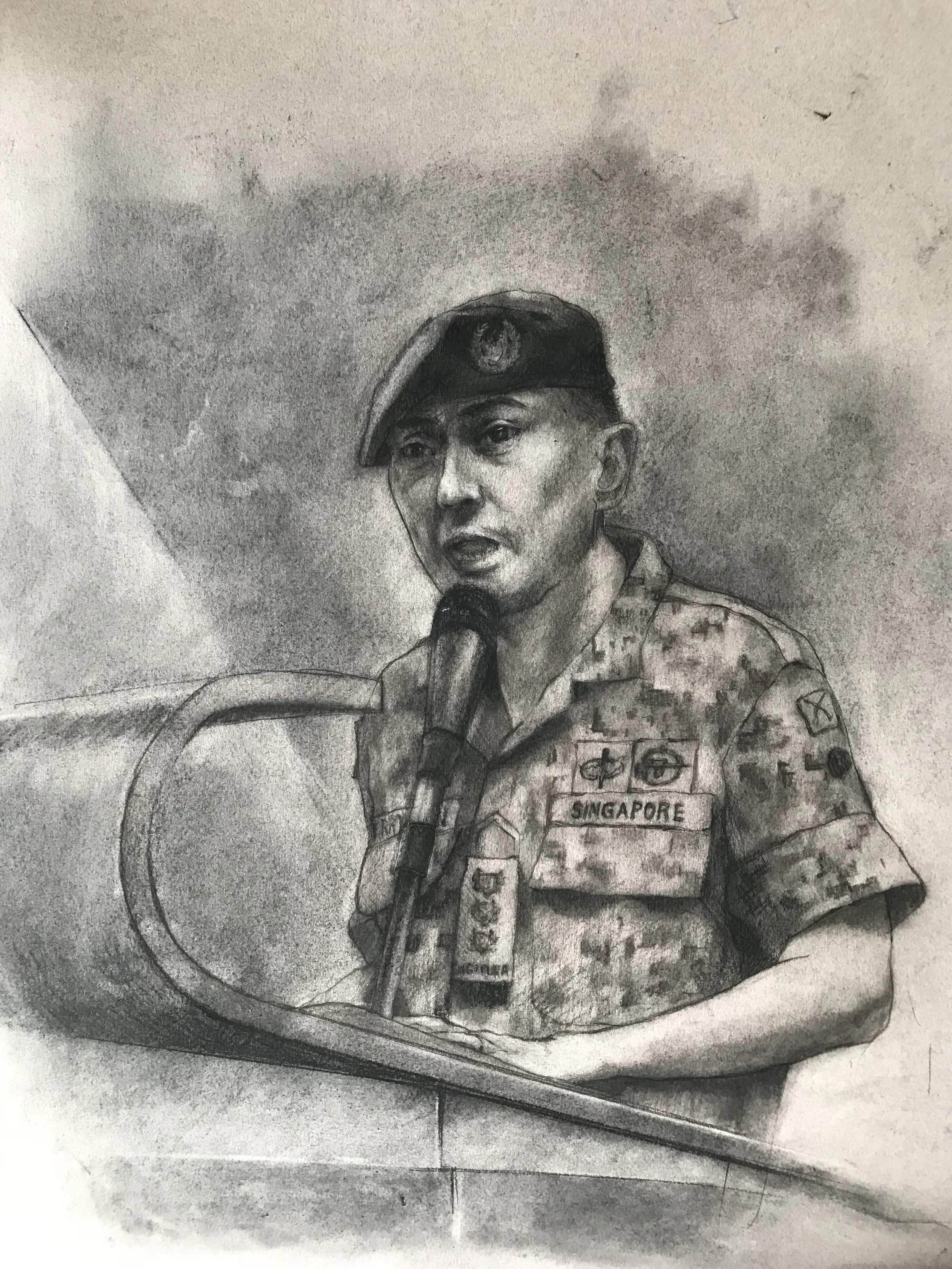Portraits commissioned by SAF for 3AMB anniversary (2018), graphite, charcoal and pastel on paper