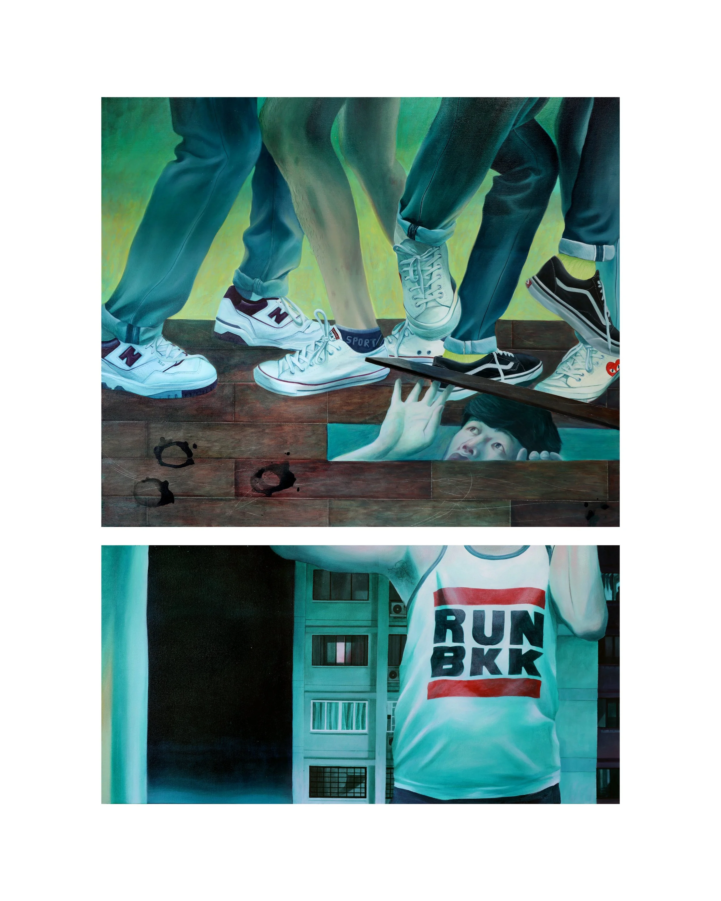 A Tender Rhapsody Running Through Like a
Freight Train Above My Head (2024), 
Acrylic on canvas, 160 x 120cm