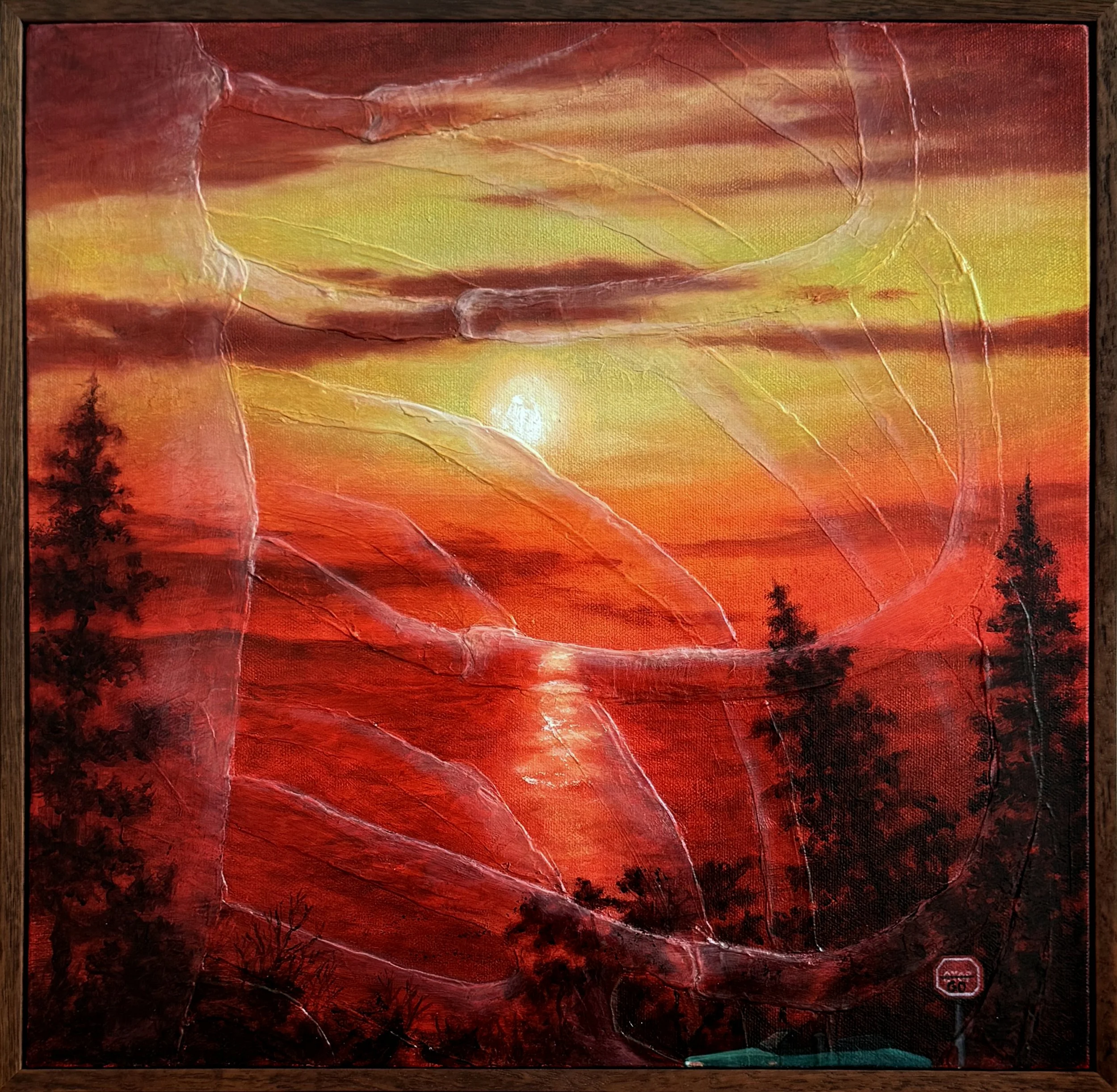  Home Is Where the Heart Is (2024), 
Acrylic and modeling paste on canvas, 
42 x 42 x 4 cm (Framed)
