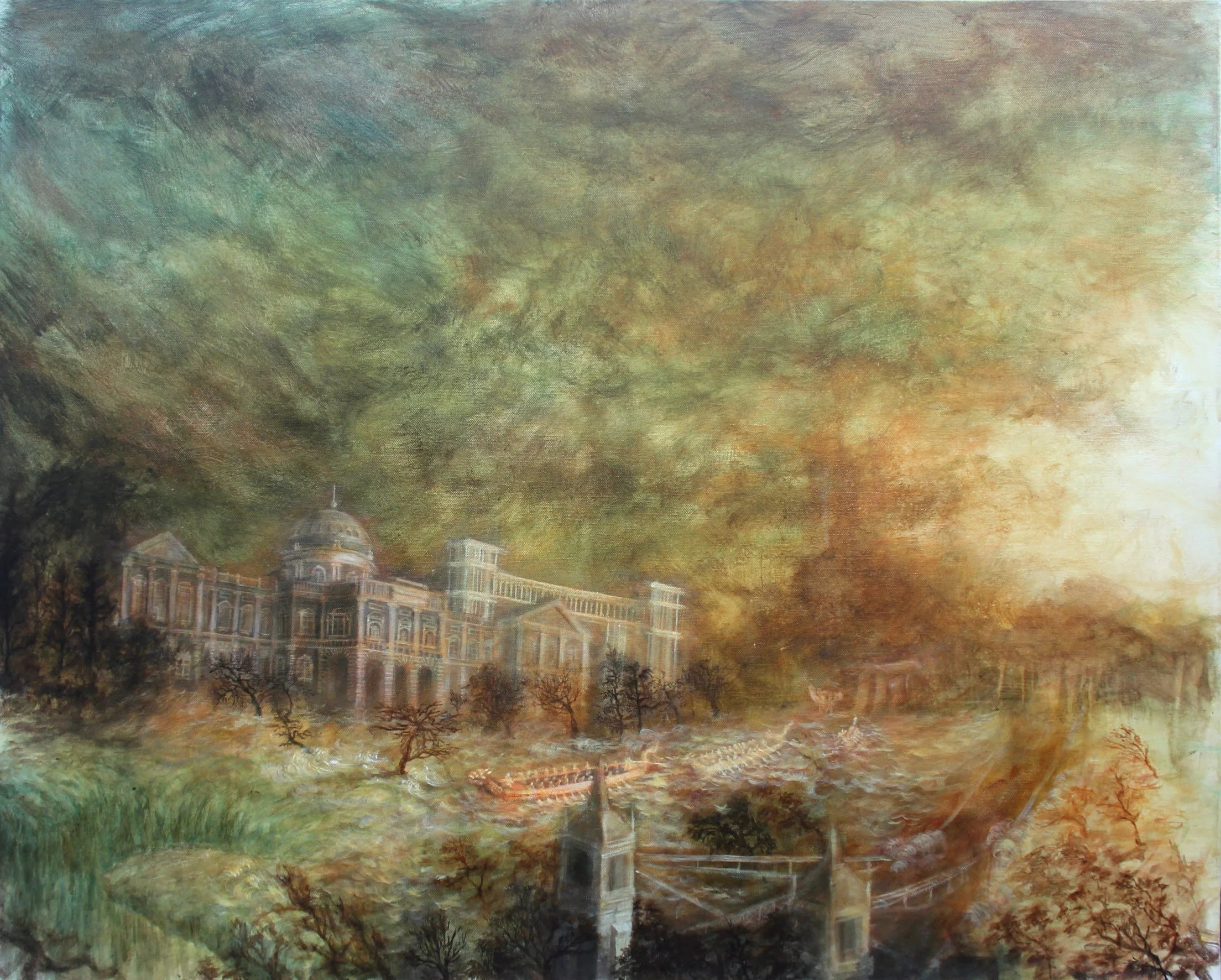 Close up of Singapore Scape 3 (2015), acrylic on canvas, 80 x 100 cm