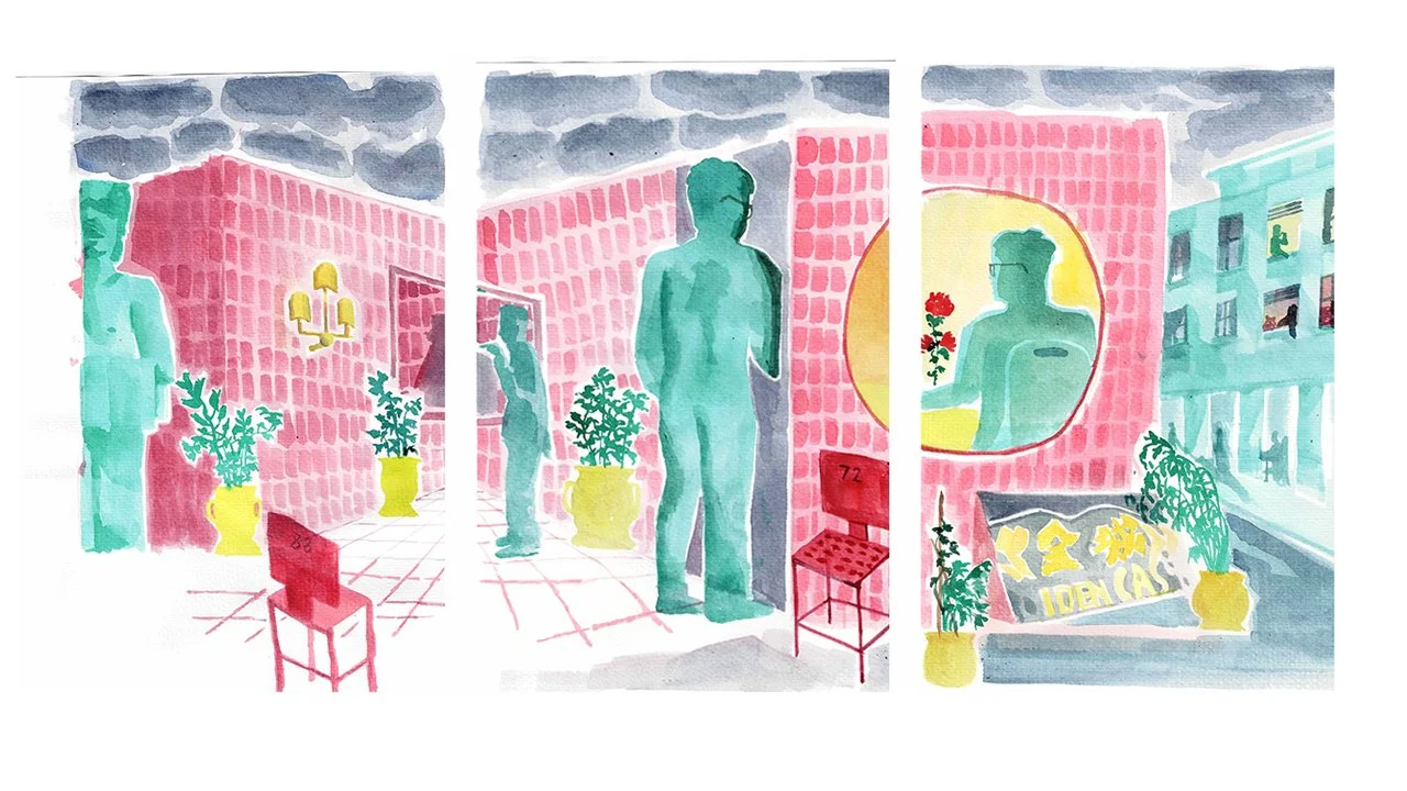 Chamber of Reflections (triptych)
Acrylic on watercolour paper, 
42 x 29.5 cm (ea)