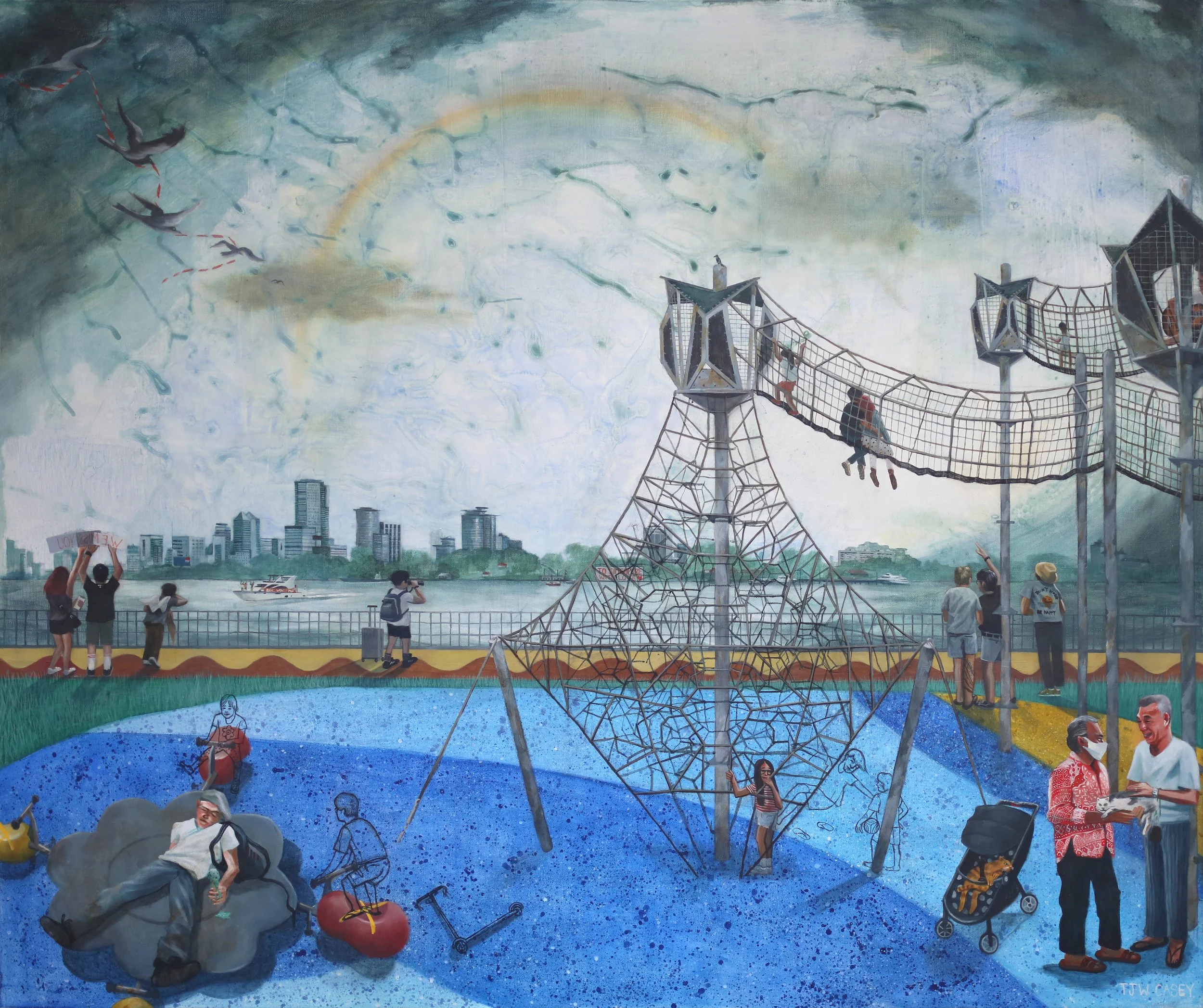 Rain Clouds Over Waterfront (2022), 
Acrylic on canvas, 
100 x 120 cm