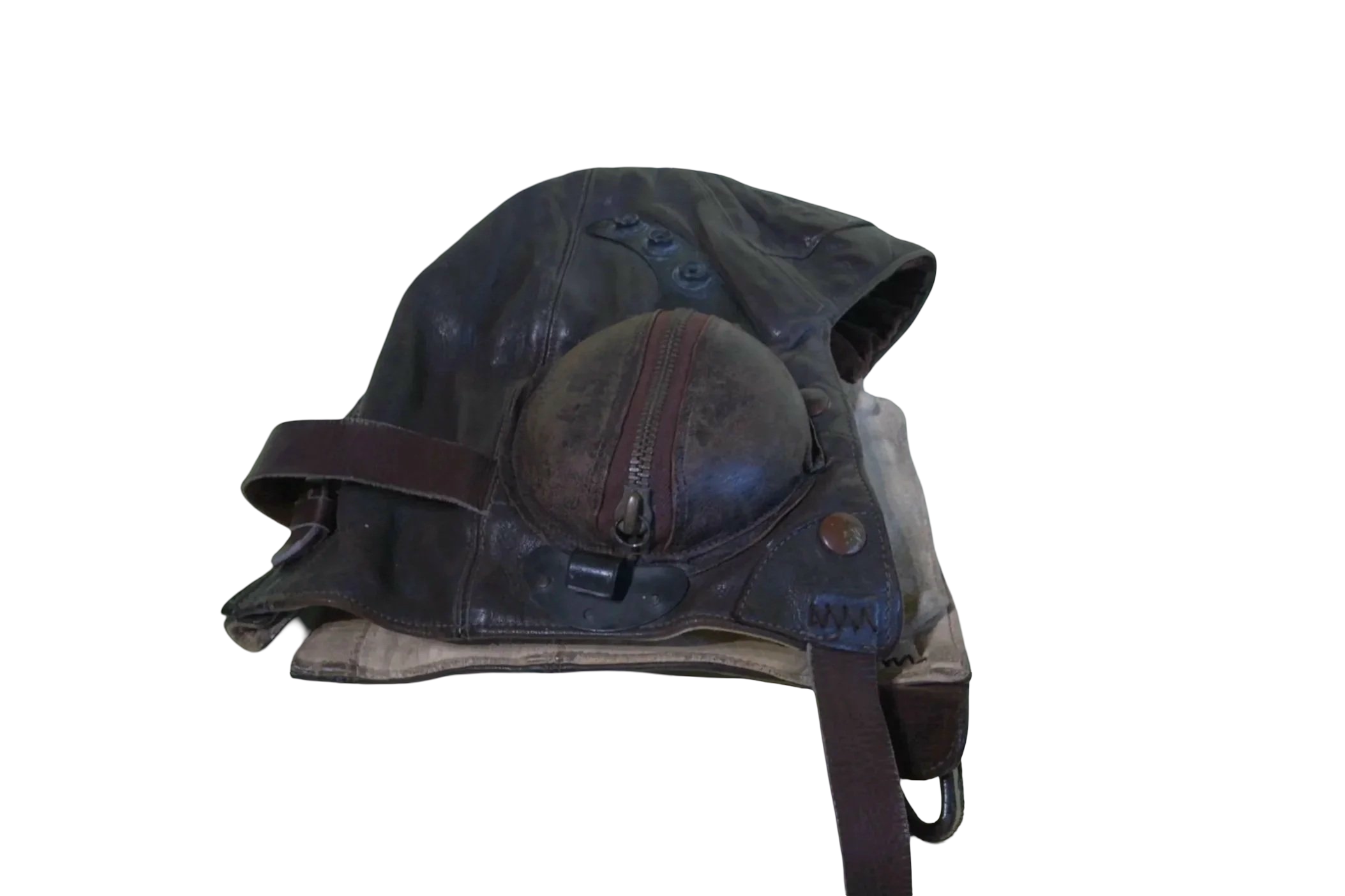 WW2 Battle of Britain B-Type flying helmet with custom goggle rails and oxygen mask holders