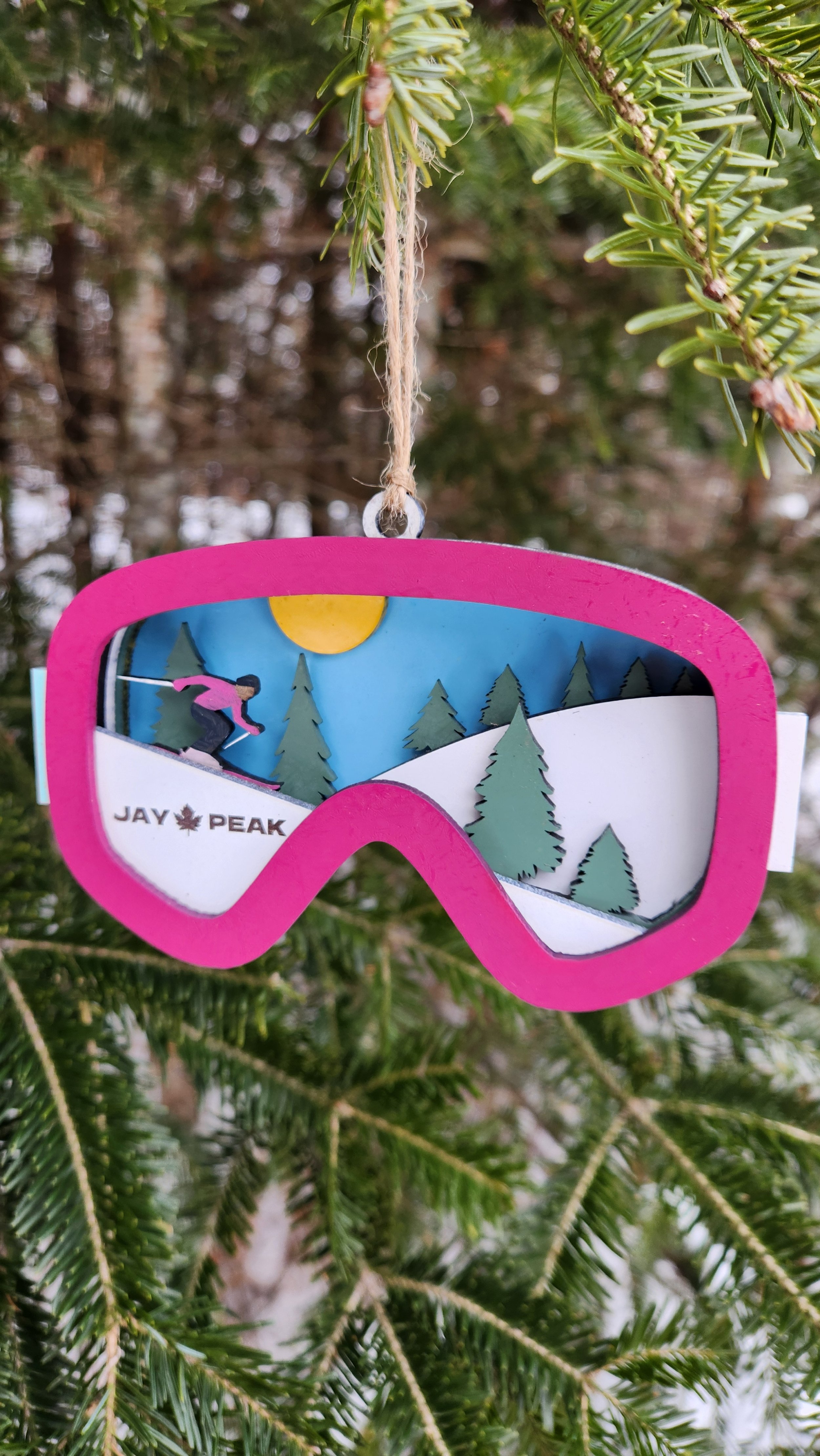 Jay Peak Ski Goggle Ornament multiple color options